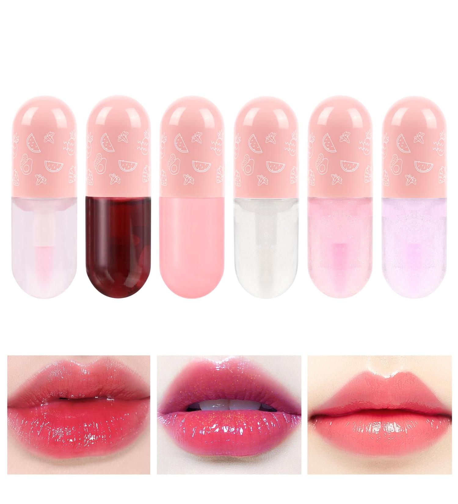 AOOWU 6 Pcs Hydrating Fruit-Flavored Lip Oil Set for Women - Long Lasting Moisturizing Lip Care Balm with Plumping Effect - No-Sticky, Transparent Gloss Tint Lipstick for Hydrated Lips - Buy Online on GoSupps.com