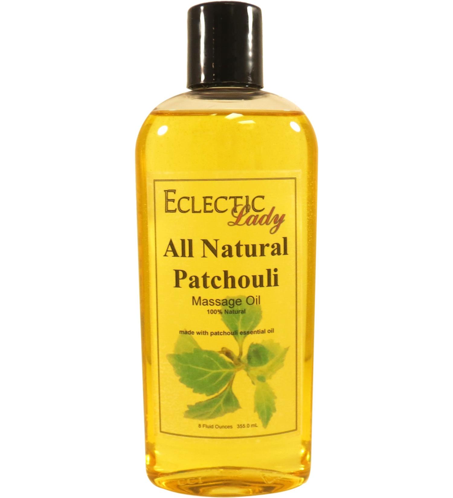 All Natural Patchouli Massage Oil - 8 oz | 100% Natural Ingredients Sweet Almond & Jojoba Oil | Relaxing Scent for Men & Women - Buy Online on GoSupps.com