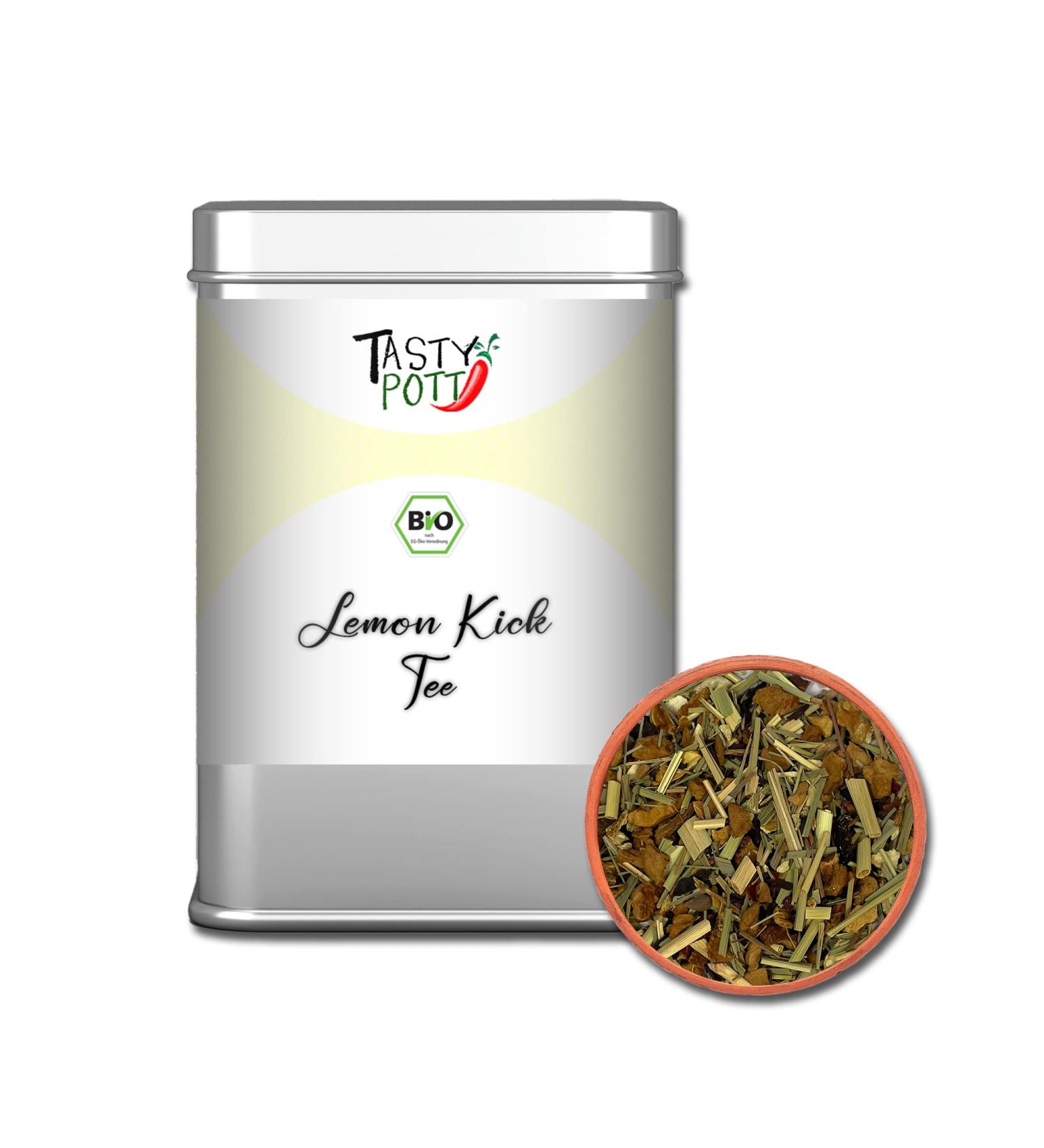 Jeske Sports Supplies Tasty Pott Bio Lemon Kick Tea tea mix balm clover primrose lavender hot drink relaxation in the can Bio Lemon Kick Tea 20 g - Buy Online on GoSupps.com