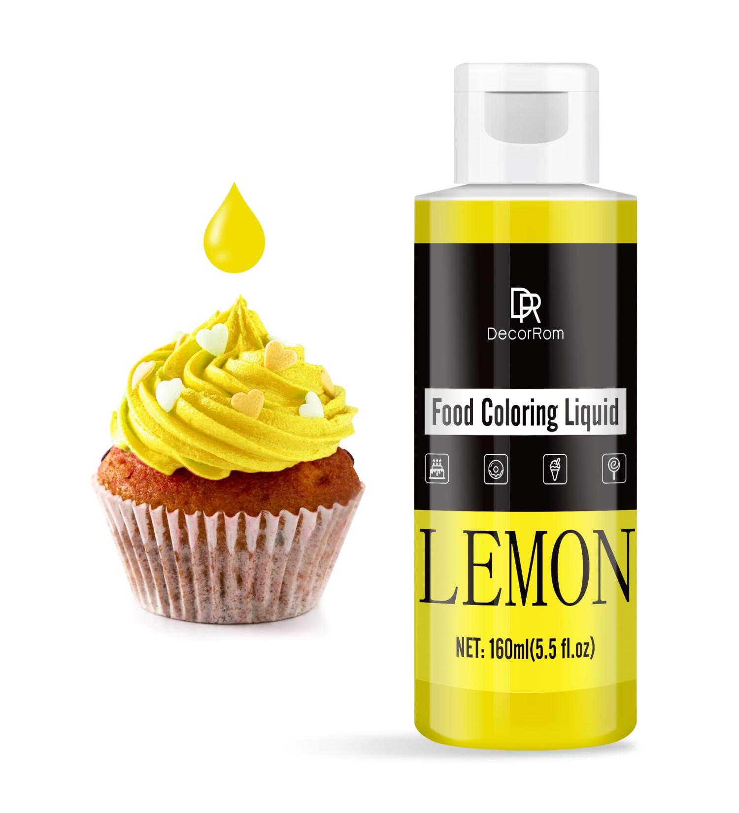 Liquid Food Coloring - 160ml Sugar-Free Concentrated Colors for Cakes Baking Cookies & Slime - Decorate with Lemon Flavors - Buy Online on GoSupps.com