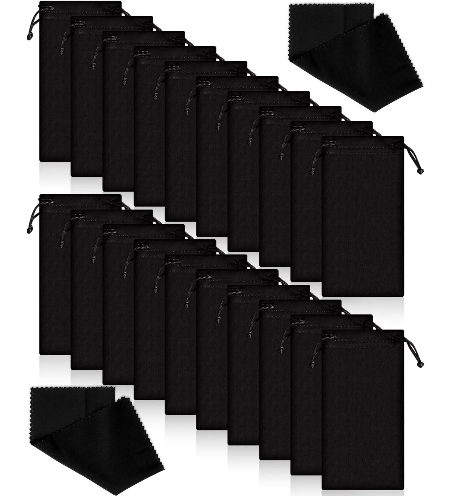 40 Pack Black Microfiber Glasses Sunglasses Case Pouch Bag with 2 Cleaning Cloths - Buy Online on GoSupps.com