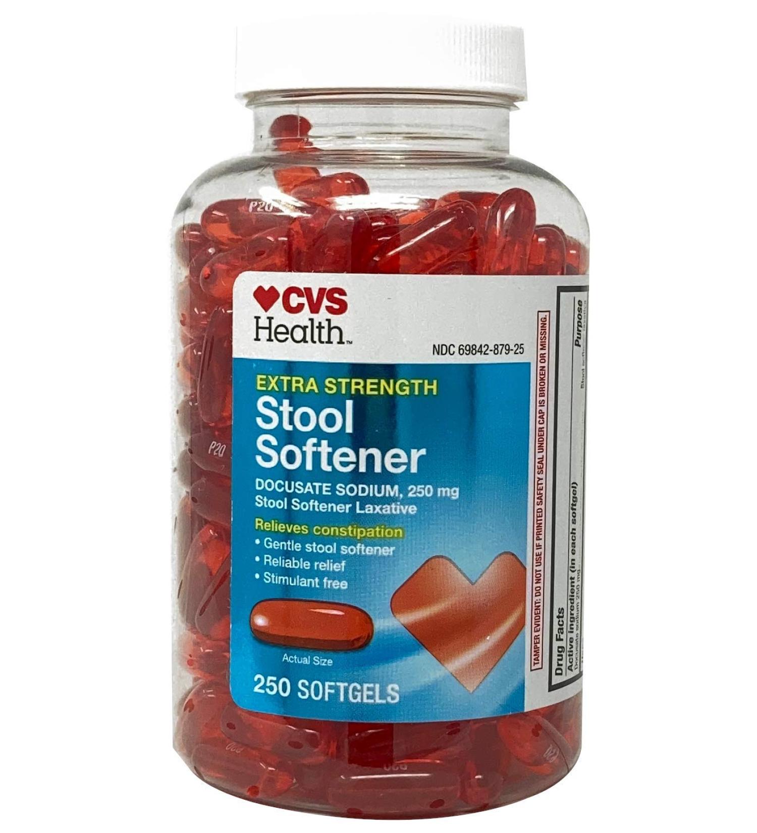 CVS Extra Strength Stool Softener Docusate Sodium Softgels 250 mg, 250 Count
