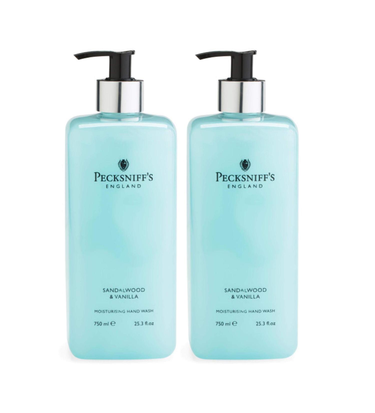 Pecksniffs Sandalwood and Vanilla Hand Wash Jumbo Size 25.3 Fluid Ounces  2 Bottles Total (Sandalwood Vanilla) (Sandalwood Vanilla)