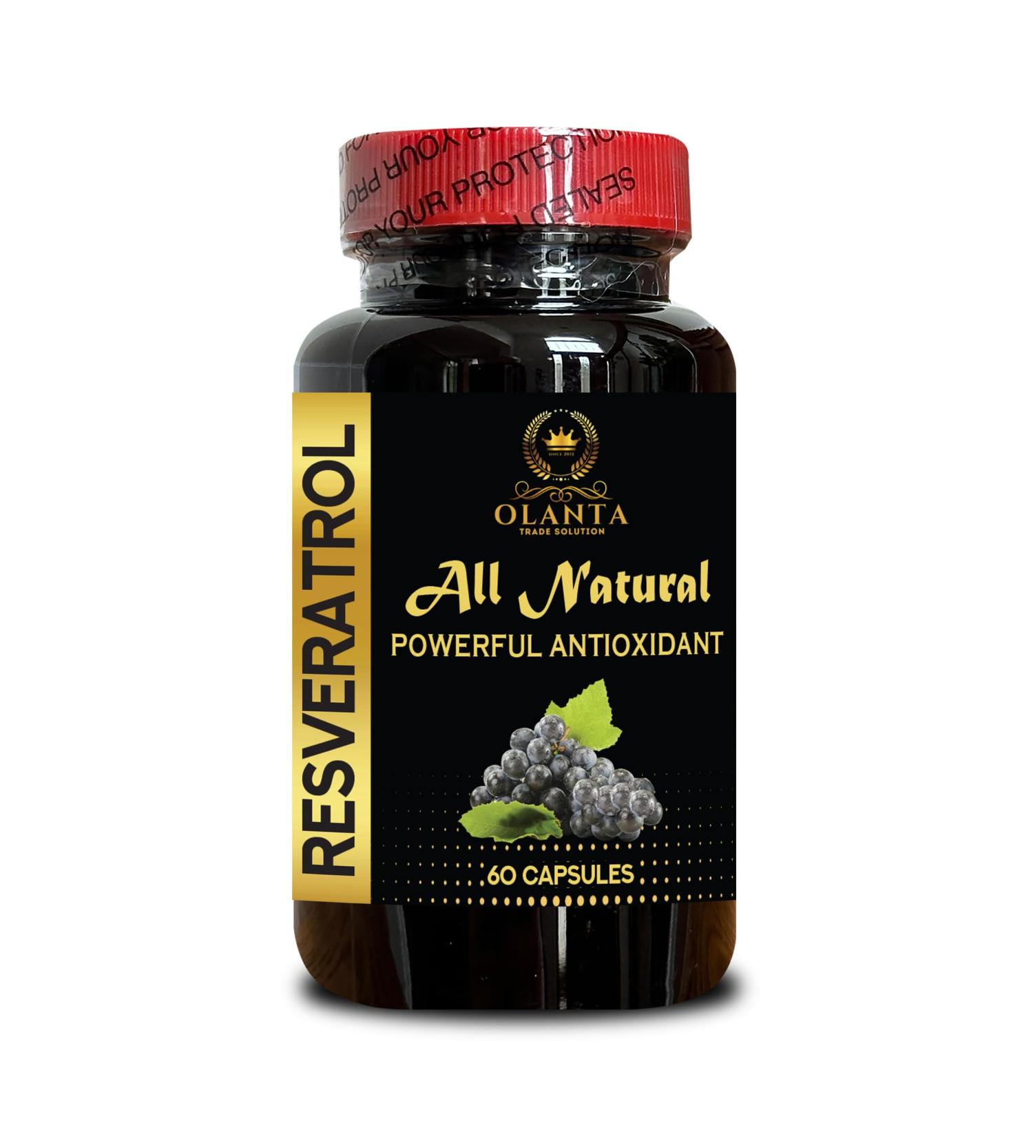 OLANTA TRADE SOLUTION Resveratrol Antioxidant Supplement All Natural Powerful Antioxidant 500mg Trans-Resveratrol 60 Capsules - Buy Online on GoSupps.com