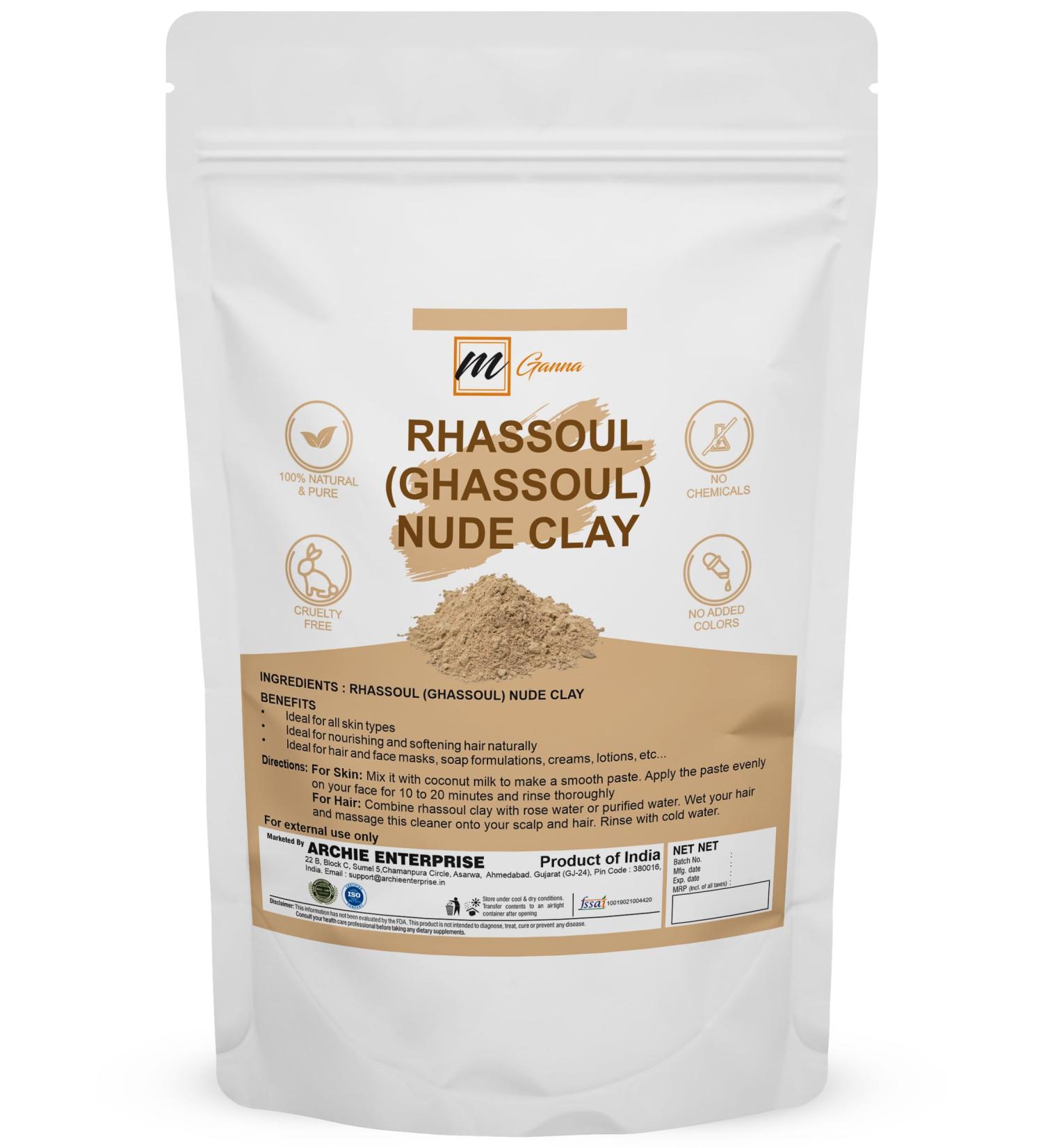 100% Natural Moroccan Rhassoul Clay Powder - Ghassoul Lava Clay for Hair Masks Face Masks Scrubs & Soap Making | 0.5 LBS (227 G - Buy Online on GoSupps.com