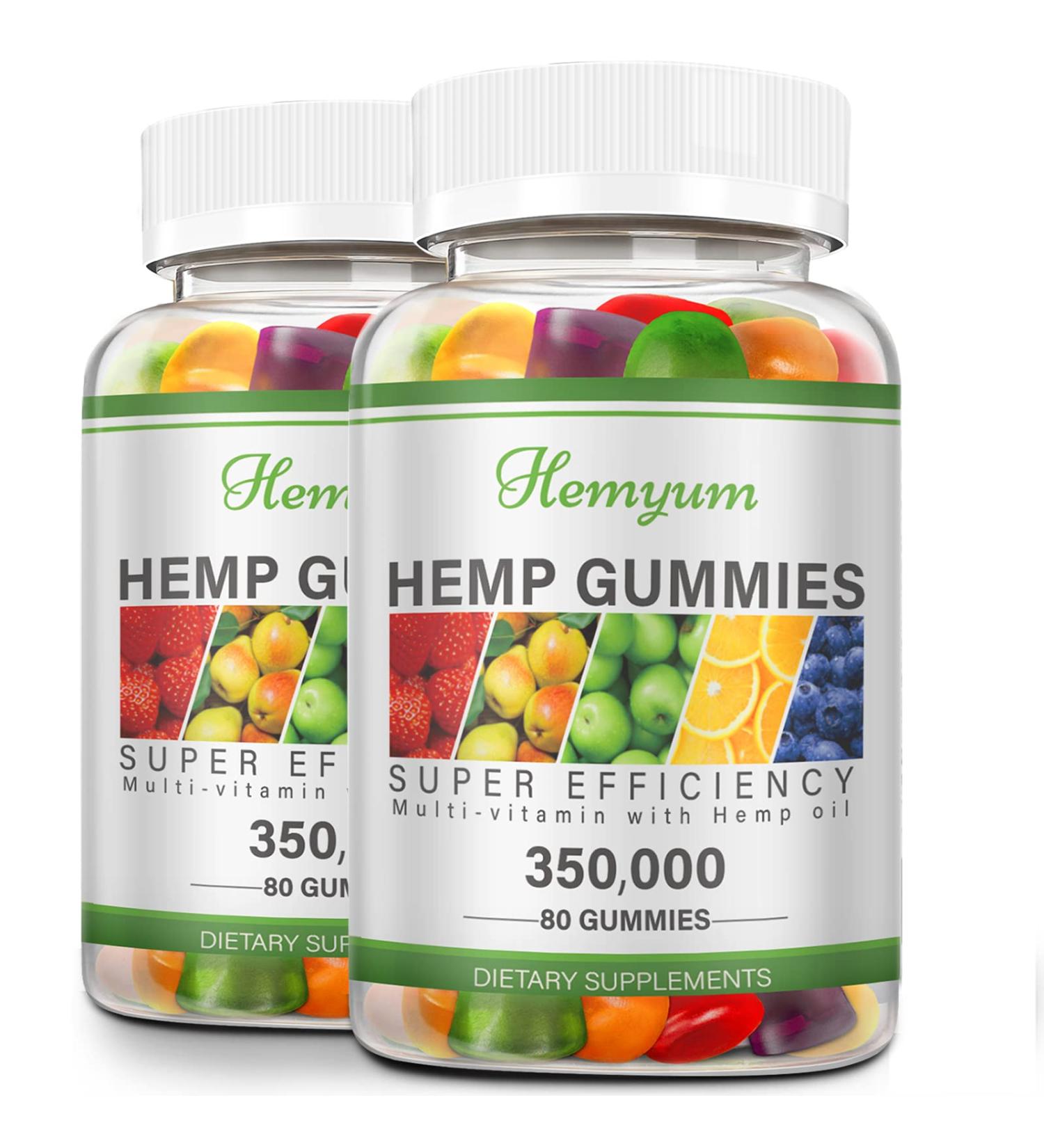 2-Pack Premium Hemp Gummies Extra Strength - Organic Fruity Gummy with Hemp Oil - Non-GMO Vegan Edibles - Made in USA - Buy Online on GoSupps.com