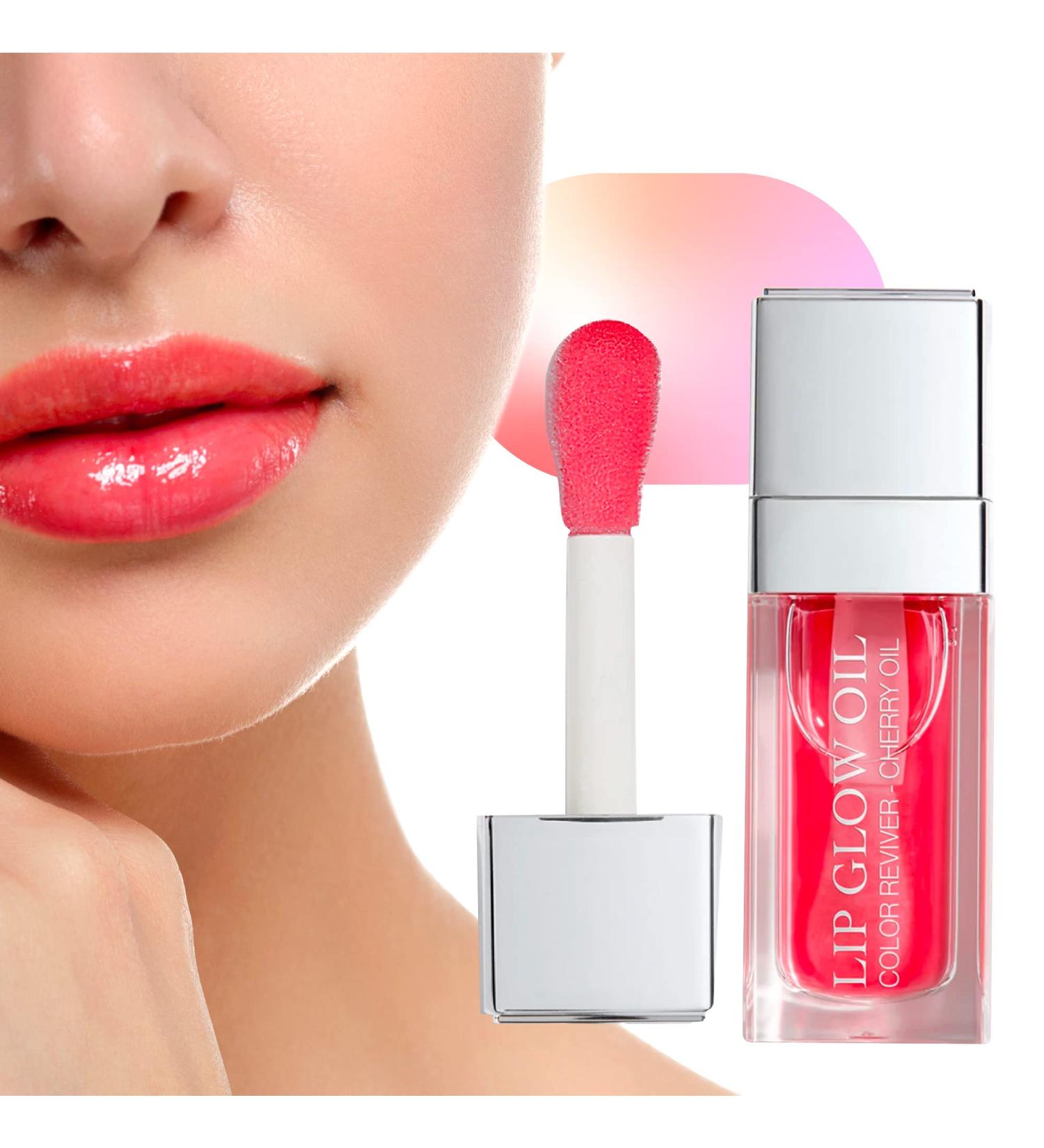 Lip Glow Oil - Plumping & Moisturizing Lip Care with Cherry Extract for Nourished & Glossy Lips - Transparent Color Change Formula - Buy Online on GoSupps.com