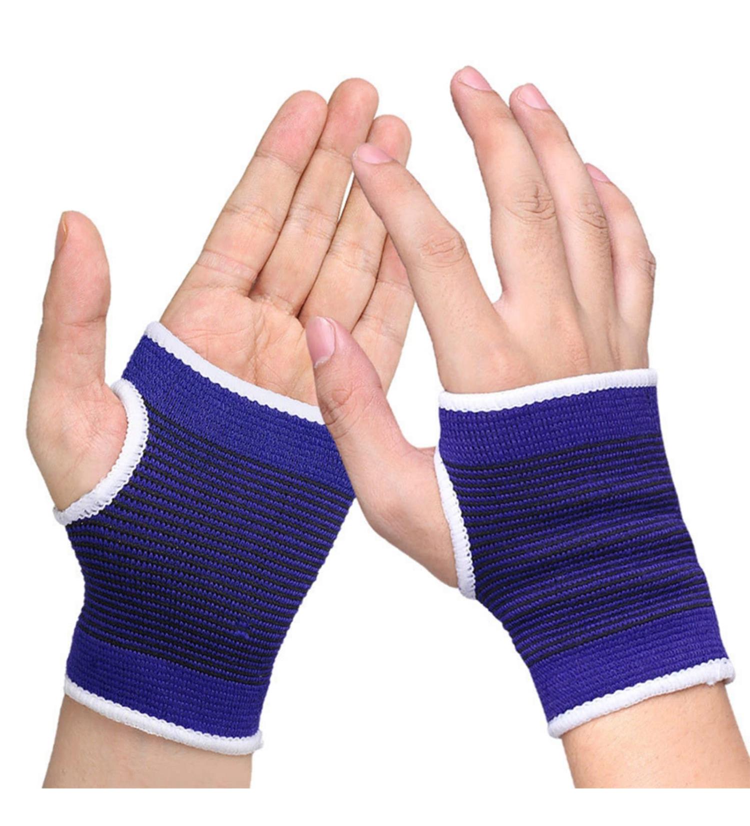 KeuLEn Elastic Wrist Hand Brace for Men & Women - Gym Sports Support Pain Relief & Protection for Sprains Carpal Tunnel Tendonitis - 1 Pair (Blue - Buy Online on GoSupps.com