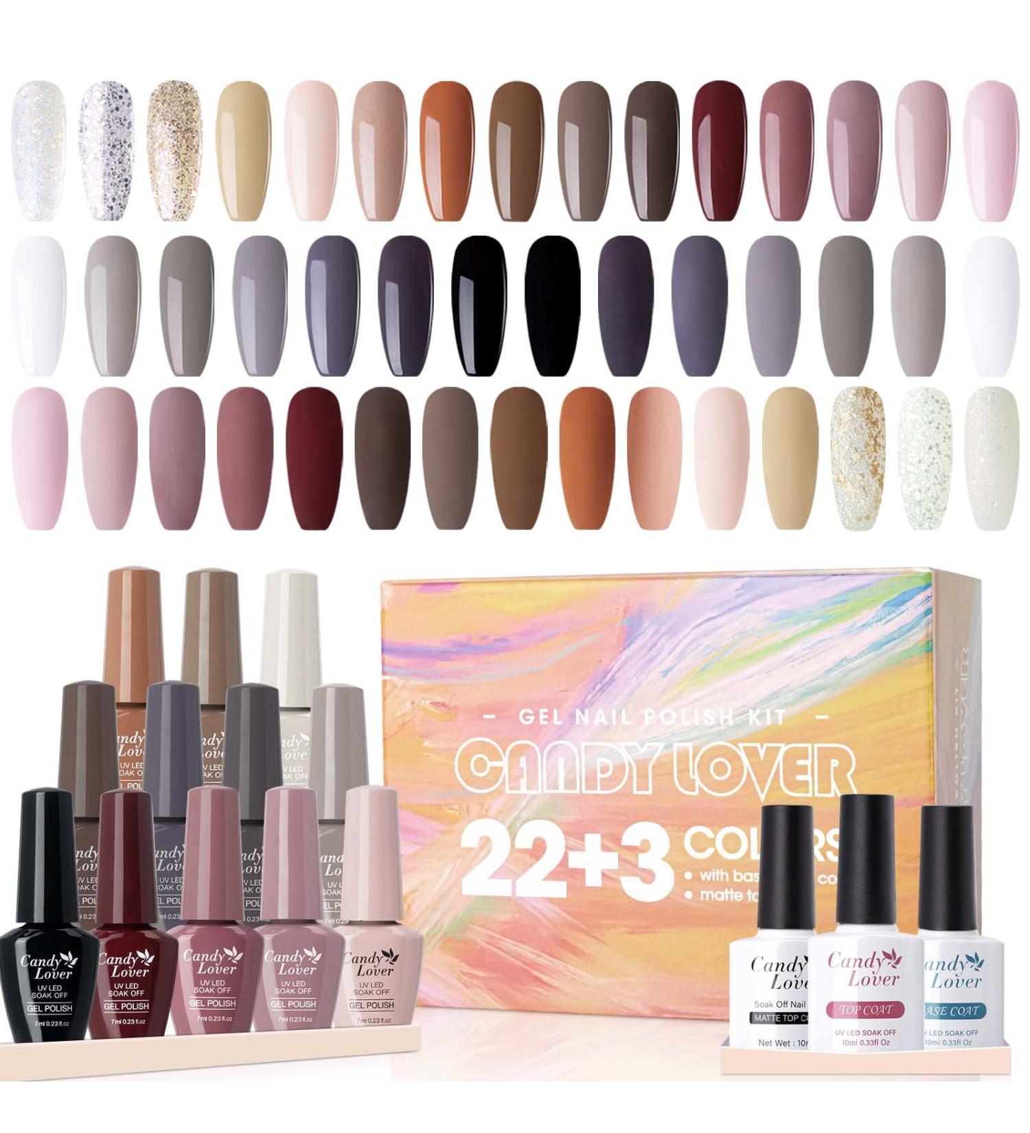 25PCS Natural Nude Gel Nail Polish Kit with Base and Top Coat - Candy Lover Pastel Set | Glitter Nail Art Gift Set - Popular Nude Colors Collection - GS-711 - Buy Online on GoSupps.com