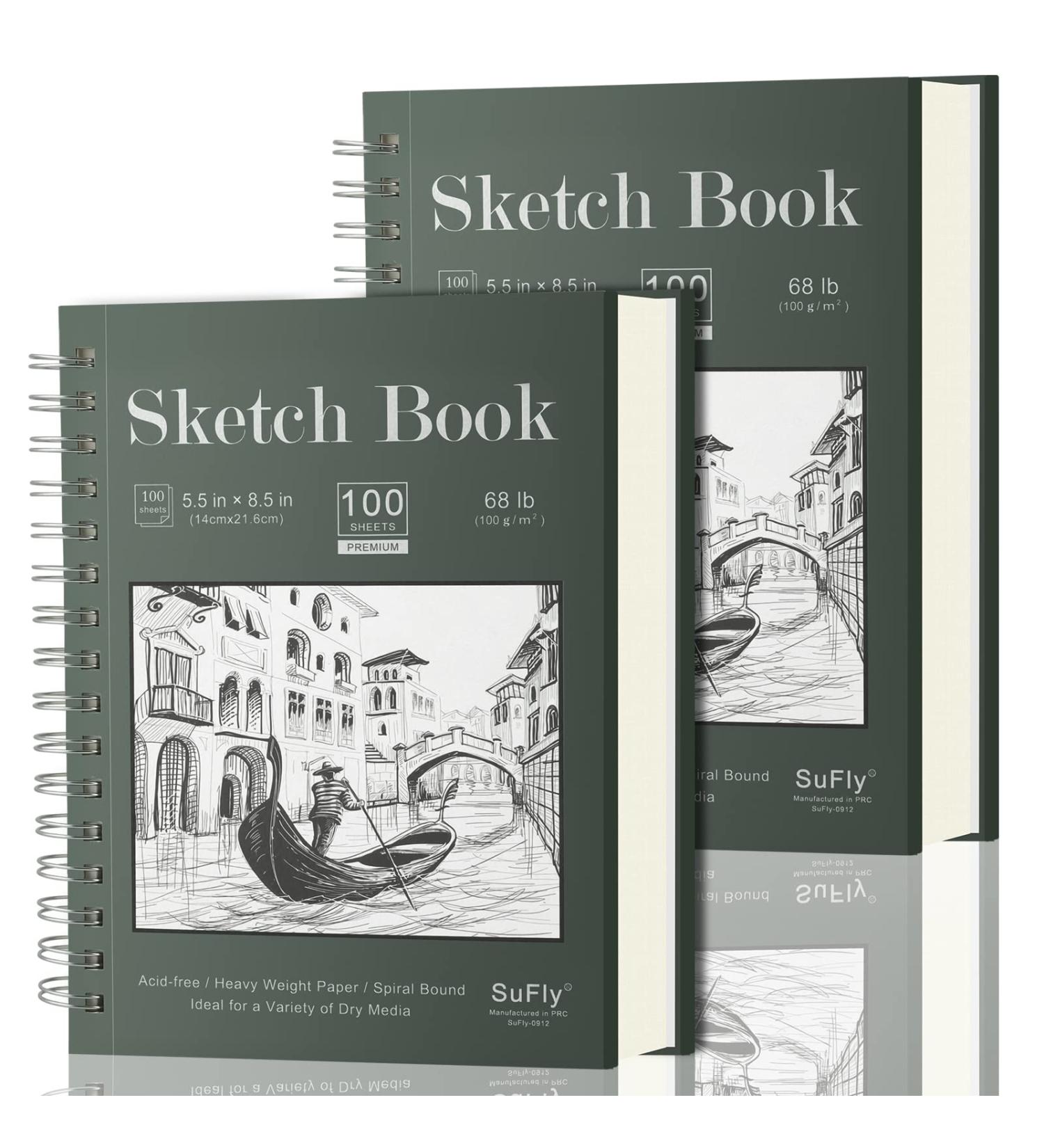 Sketch Book 5.5 X 8.5 - Spiral Sketchbook Pack of 2 SuFly 200 Sheets (68 lb/100gsm) Acid Free Sketch Pads for Drawing for Adults Spiral-Bound with Hard Cover for Kids & Adults 100 Sheets Each 5.5-x-8.5-inch:2 Pack - Buy Online on GoSupps.com