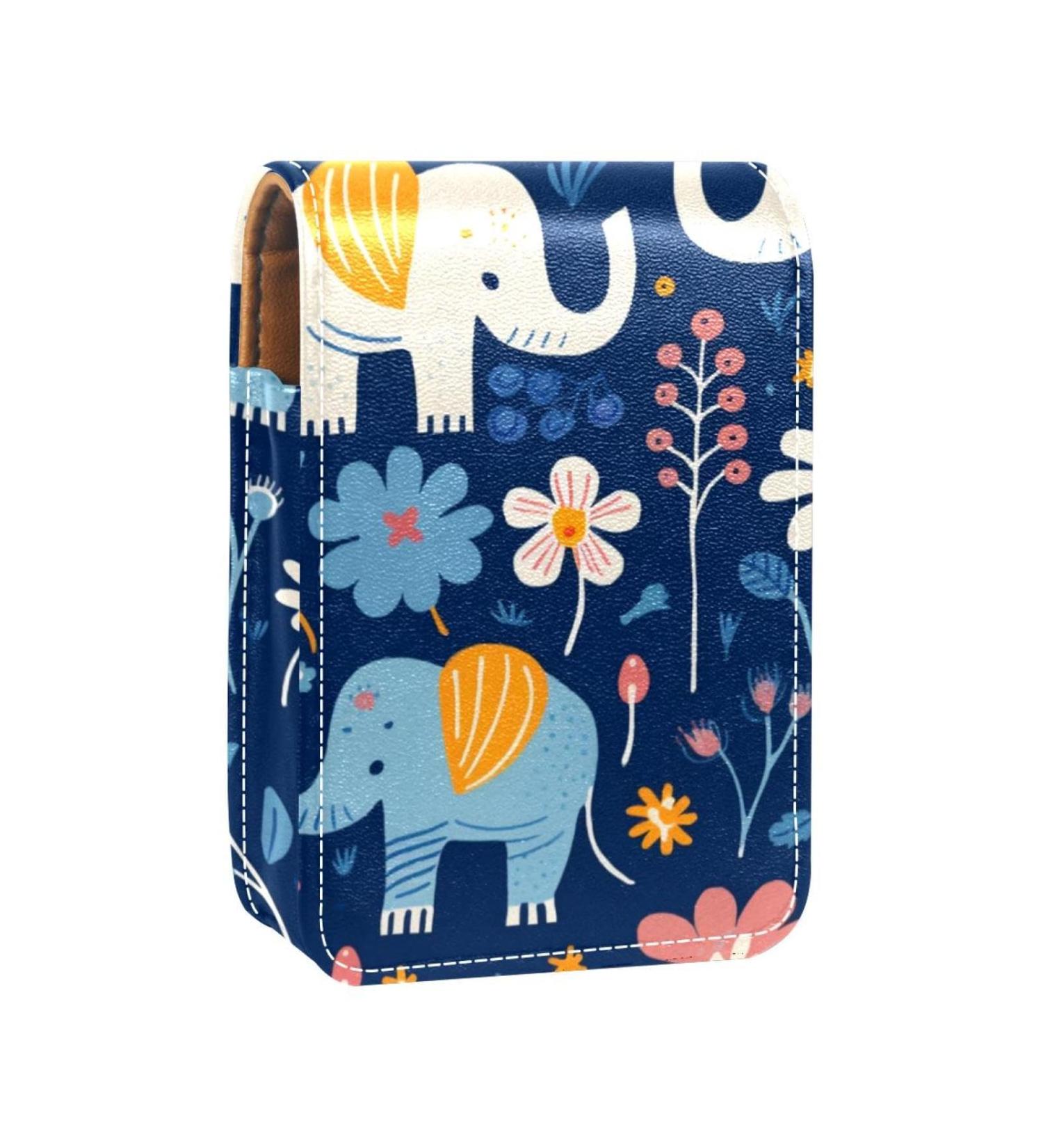 Travel Lipstick Organizer Case - Portable Makeup Bag with Mirror | Cute Elephant Design | International Shipping Available - Buy Online on GoSupps.com