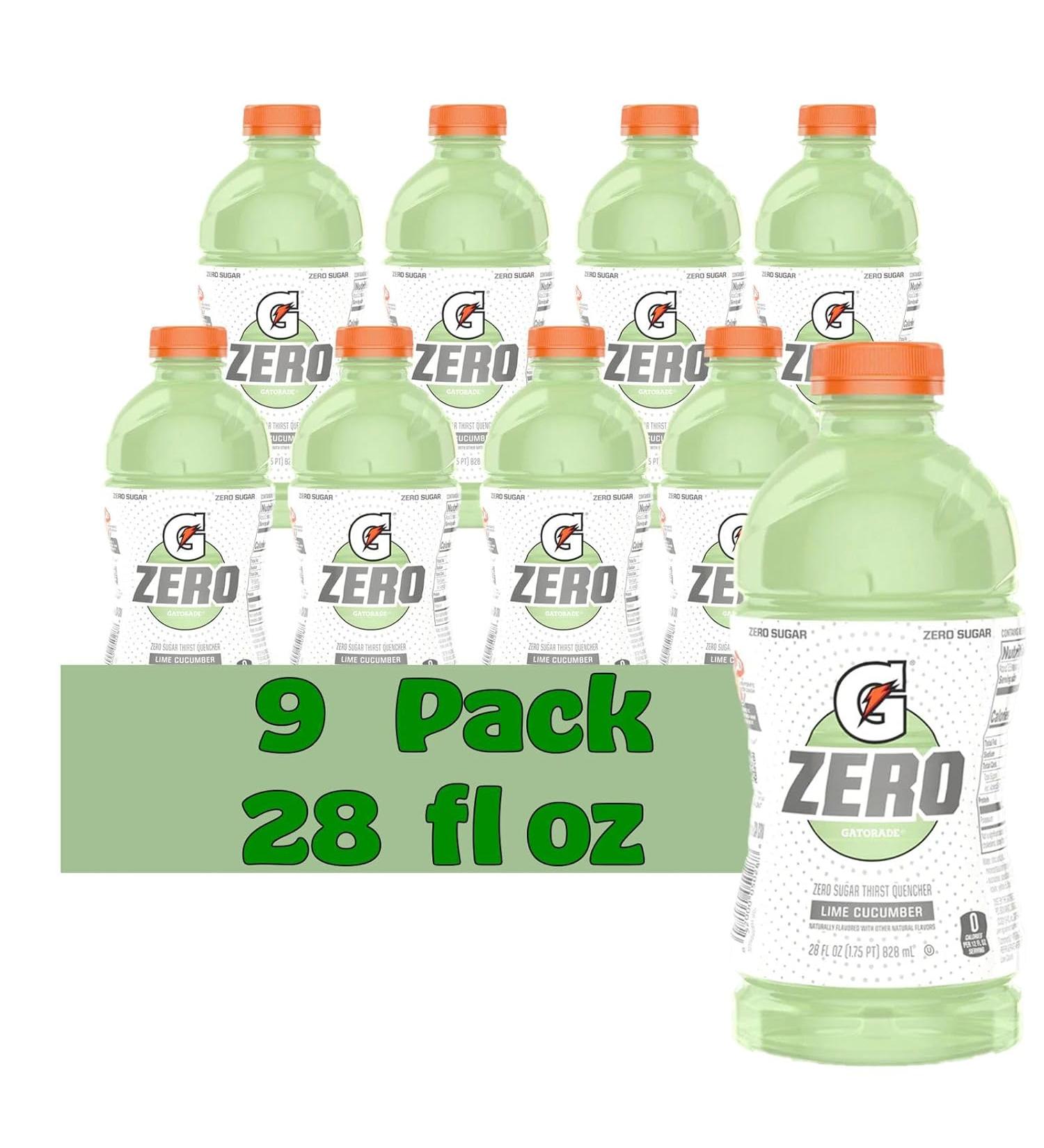 Gatorade Zero Lime Cucumber Thirst Quencher Electrolyte Enhanced Sports Drink - 28 Fl Oz - Pack Of 9 - Buy Online on GoSupps.com