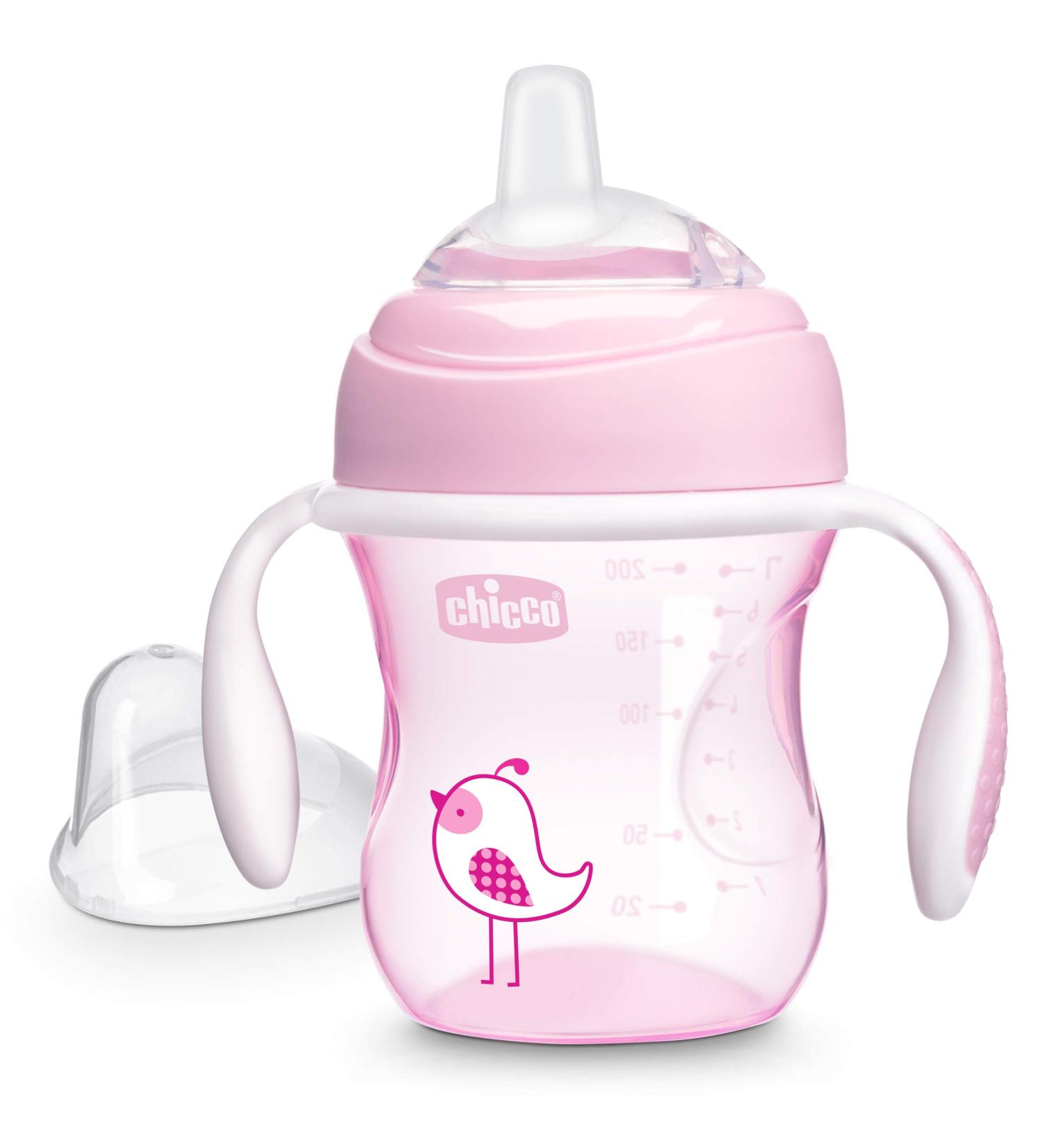 Chicco Soft Silicone Spout Sippy Cup 7oz Pink - Spill-Free Transition Cup for Babies 4m+ | Buy Online - Buy Online on GoSupps.com