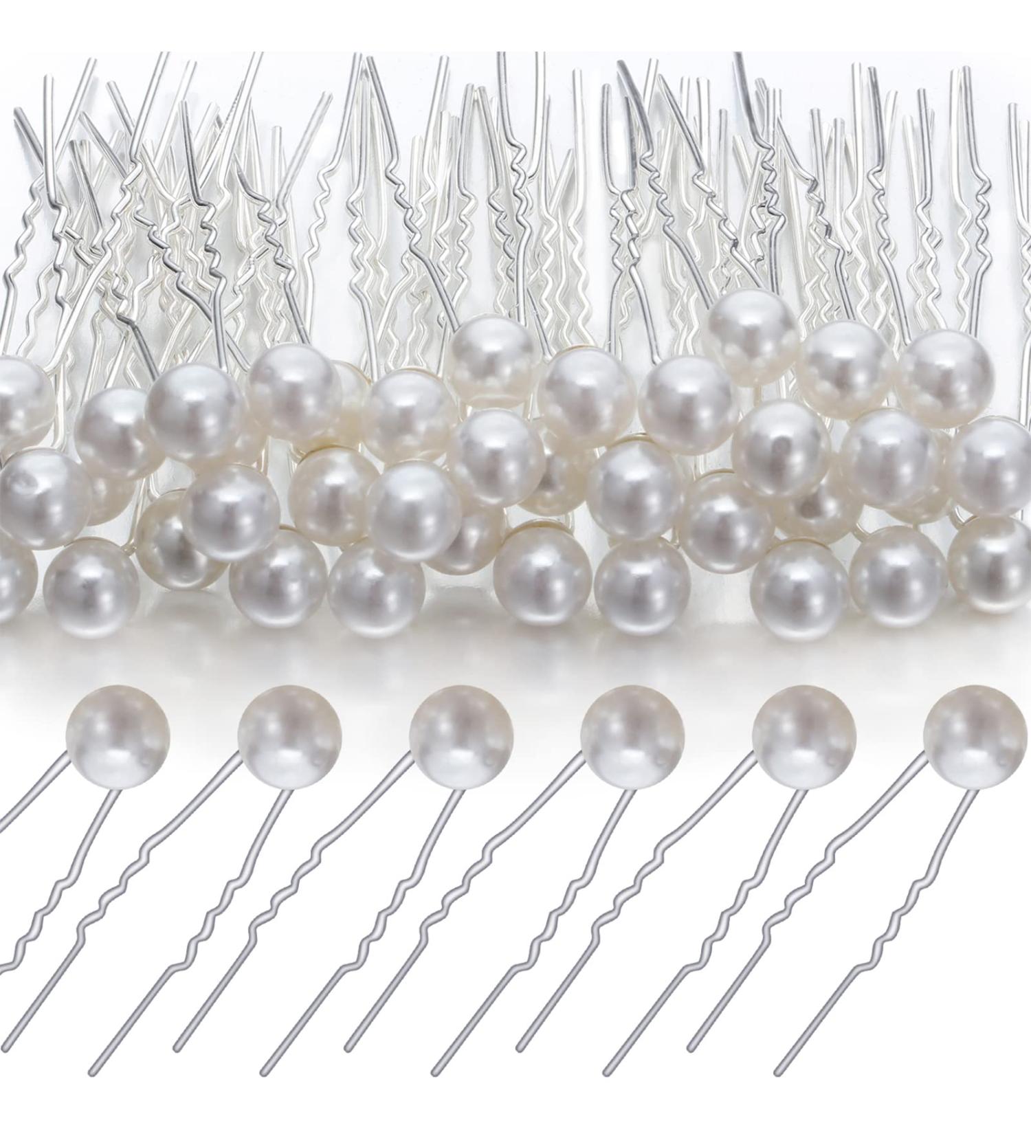40 Pack White Pearl Hair Pins for Wedding Bridal Hair Accessories - 0.3 Inch Bobby Clips for Brides and Bridesmaids - Buy Online on GoSupps.com