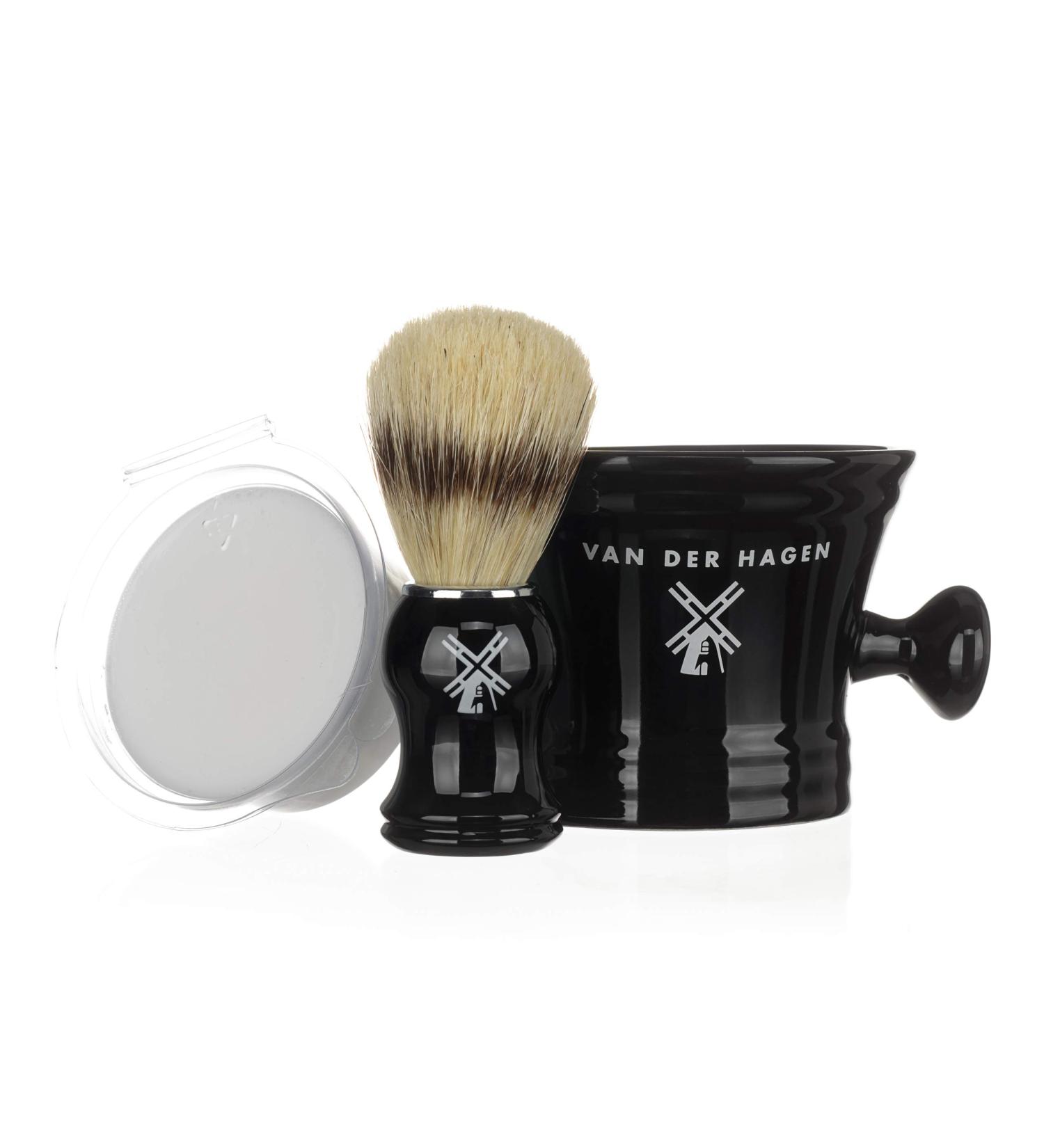 Van Der Hagen Luxury Shaving Set - Complete Men's Wet Shaving Kit with Boar Bristle Brush, Soap, Stand & Apothecary Mug - Buy Online on GoSupps.com