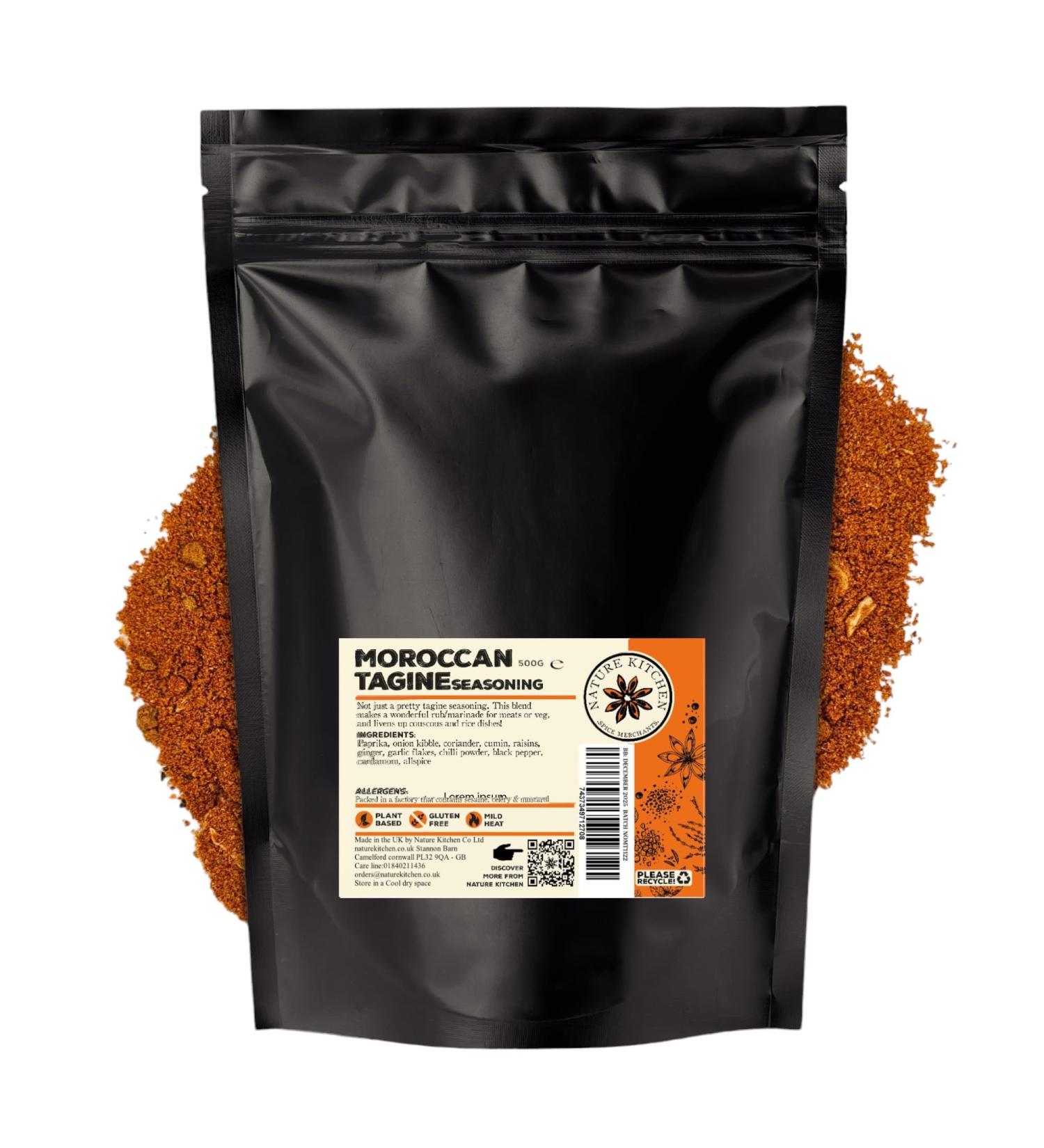 Nature Kitchen Tagine Spice (Hot) 500g - Gluten-Free & Vegan Seasoning Blend for Everyday Cooking - Marinades, Sauces, Frying, Baking, Grilling - Buy Online on GoSupps.com