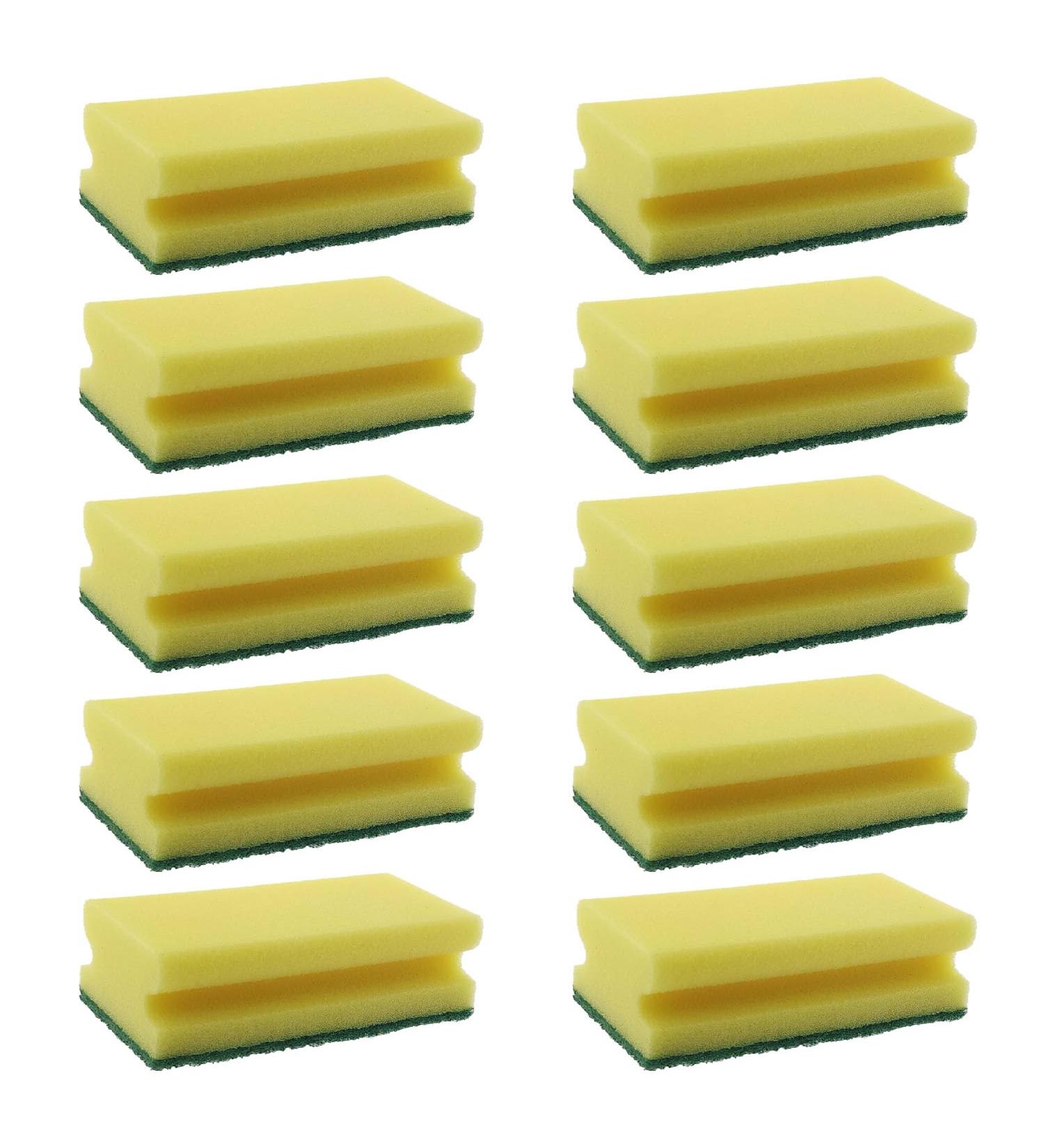 XXL Yellow Scouring Pads - 10 Pack Kitchen Sponge (130x70x45mm) for Effective Pot Cleaning - International Shipping Available - Buy Online on GoSupps.com