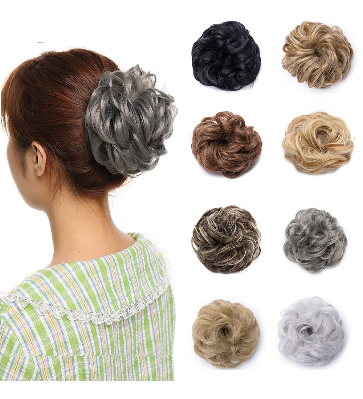 Dark Grey Updo Hairpiece Scrunchie Bun 35g - Wavy Curly Ponytail Extensions - Buy Online on GoSupps.com