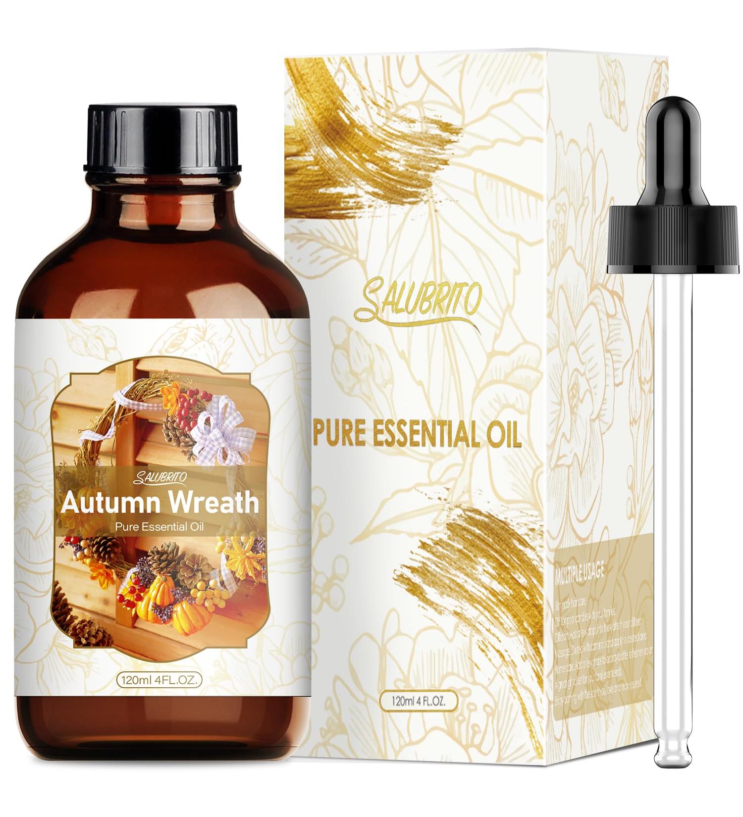SALUBRITO 120ML Autumn Wreaths Essential Oil - Pure Patchouli Fragrance for Diffuser, Home, Relaxation - Pine Scented Aromatherapy Oil for Candle & Soap Making - Buy Online on GoSupps.com