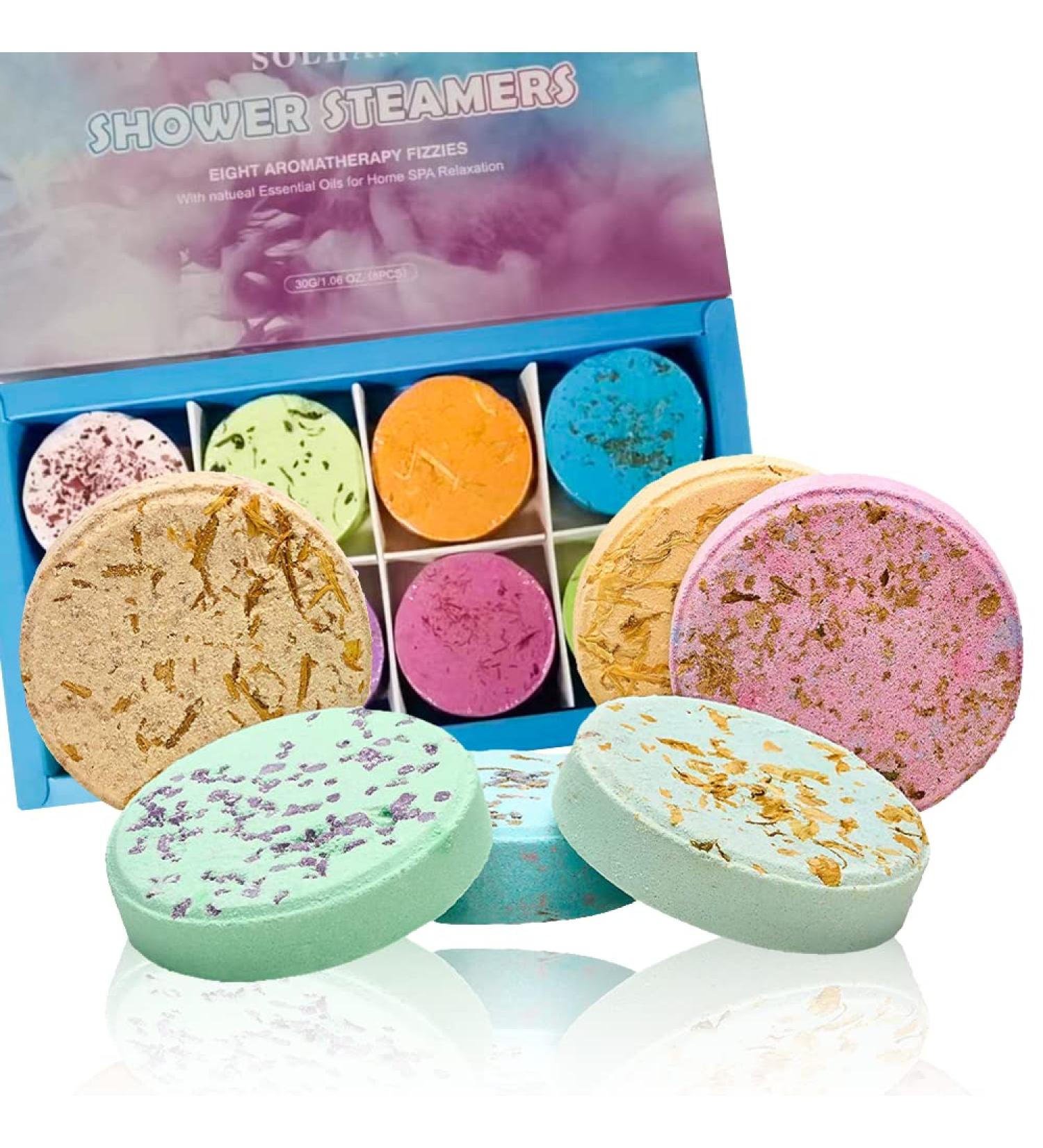 Organic Shower Steamers - 8 Pack Shower Bombs for Relaxation - Essential Oils Self-Care Gift for Home Spa - Long-Lasting Aromatherapy - Men and Women - Buy Online on GoSupps.com