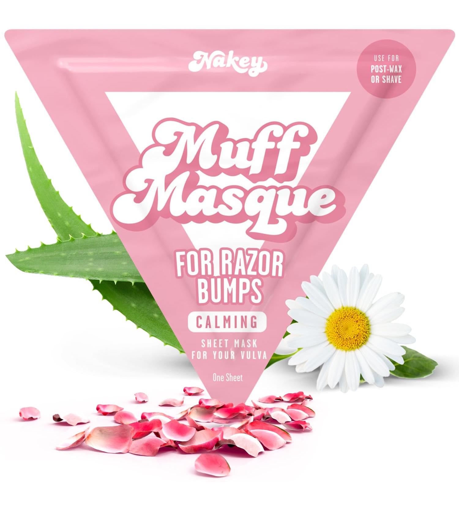 NAKEY Muff Masque - Plant-Based Vaginal Mask for Women - The Soother - Relieves Razor Burns, Ingrowns, Redness & Bumps - Vulva Care Sheet Mask - 1 Count - Buy Online on GoSupps.com