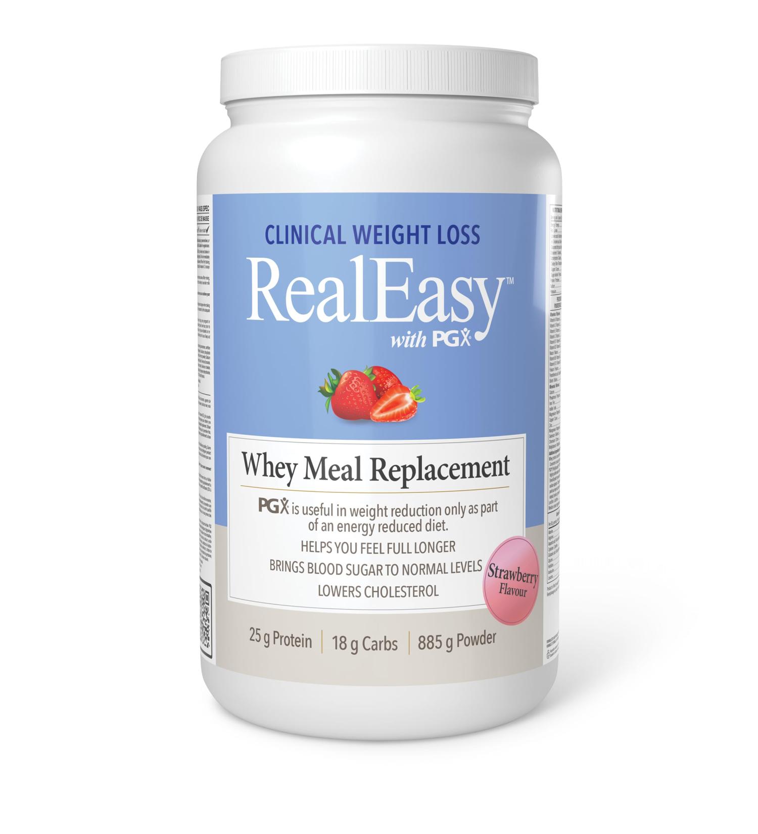RealEasy with PGX Whey Protein Meal Replacement Strawberry Flavour 885 g with PGX 25 g of Protein per serving Helps You Feel Full Longer - Buy Online on GoSupps.com