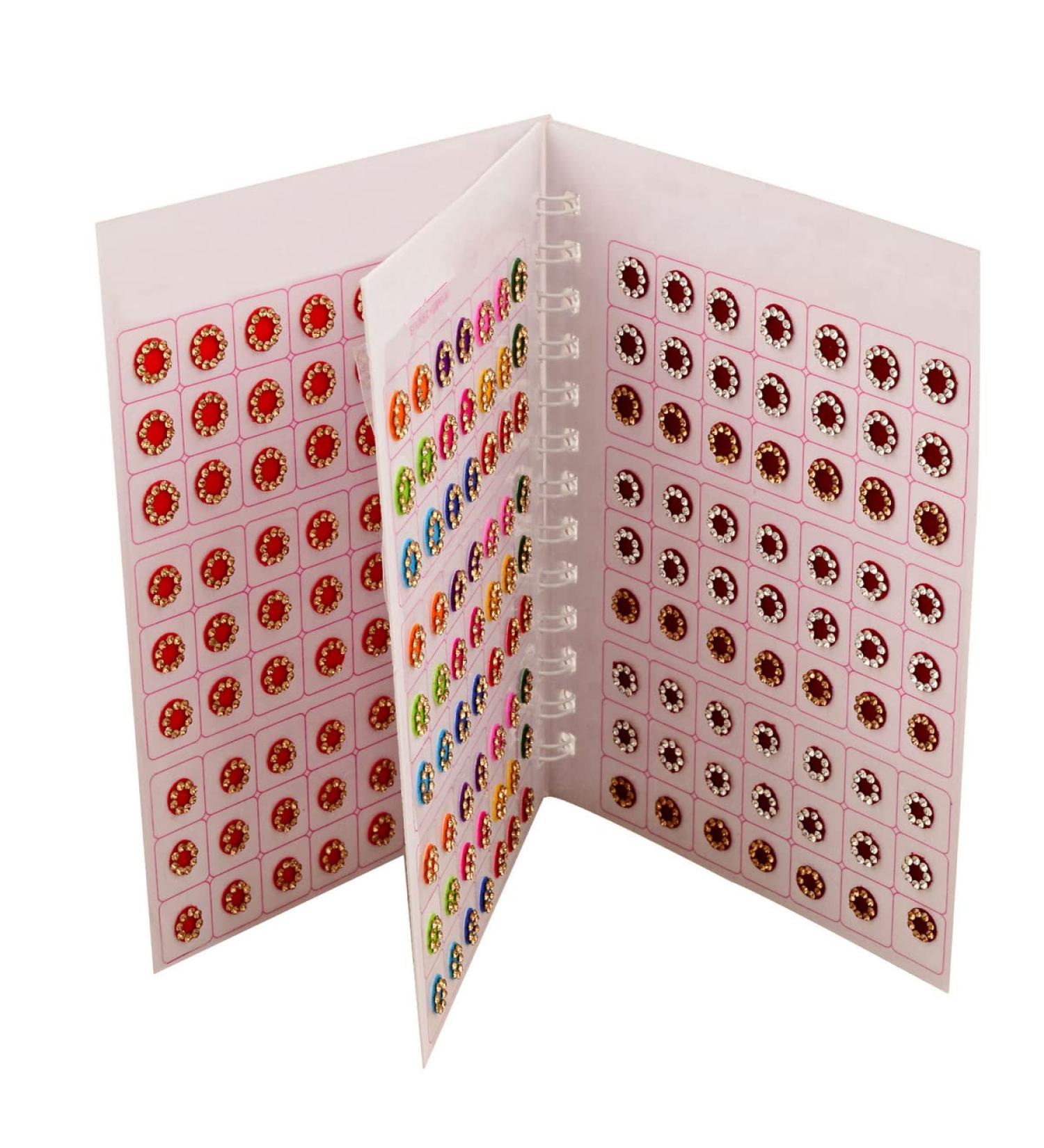 VAMA Multicolour Stone Bindi - 252 Medium Size Forehead Stickers for Ladies & Girls - Buy Online on GoSupps.com