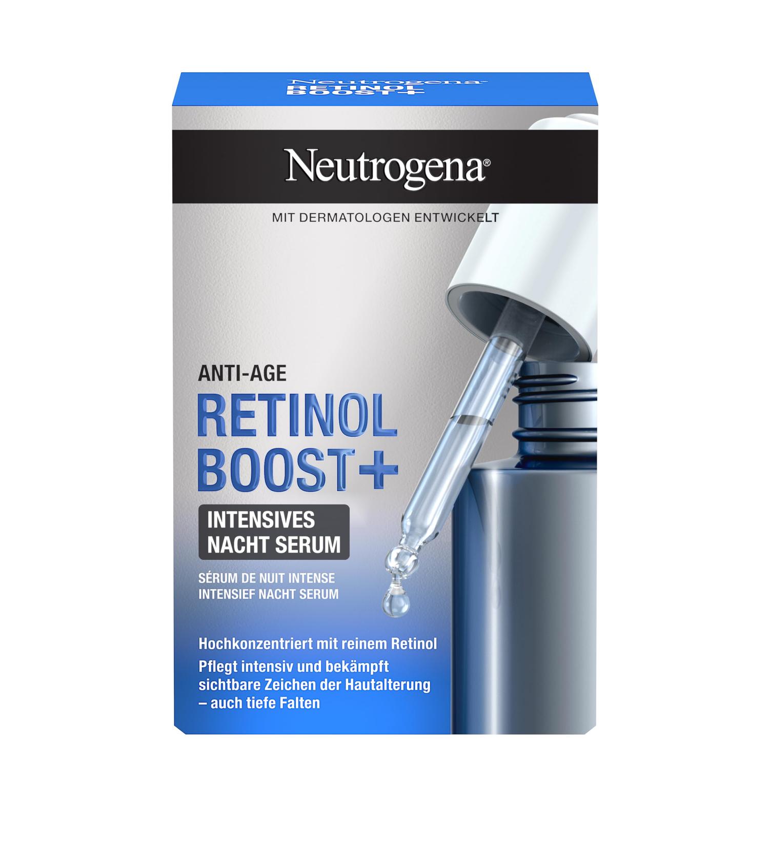Neutrogena Retinol Boost+ Intensive Night Serum 30ml - Anti-Aging Facial Serum for Youthful Healthy Skin - Buy Online on GoSupps.com