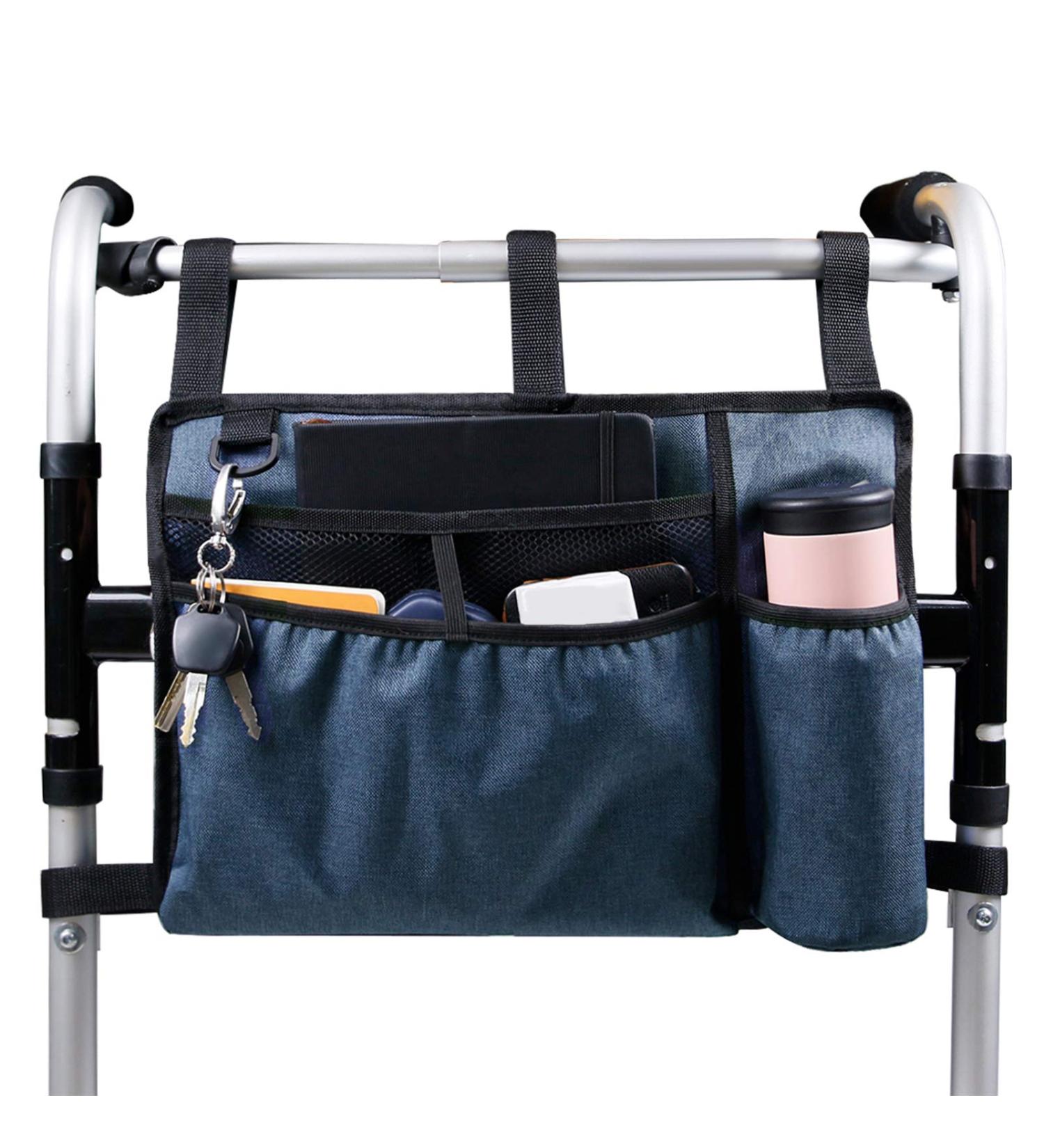 ZIEM Walker Bag Walker Organizer Pouch Attachments Bags with Cup Holder Large Capacity Accessory Basket Provides Hands Free Storage for Wheelchair Rollator - Buy Online on GoSupps.com