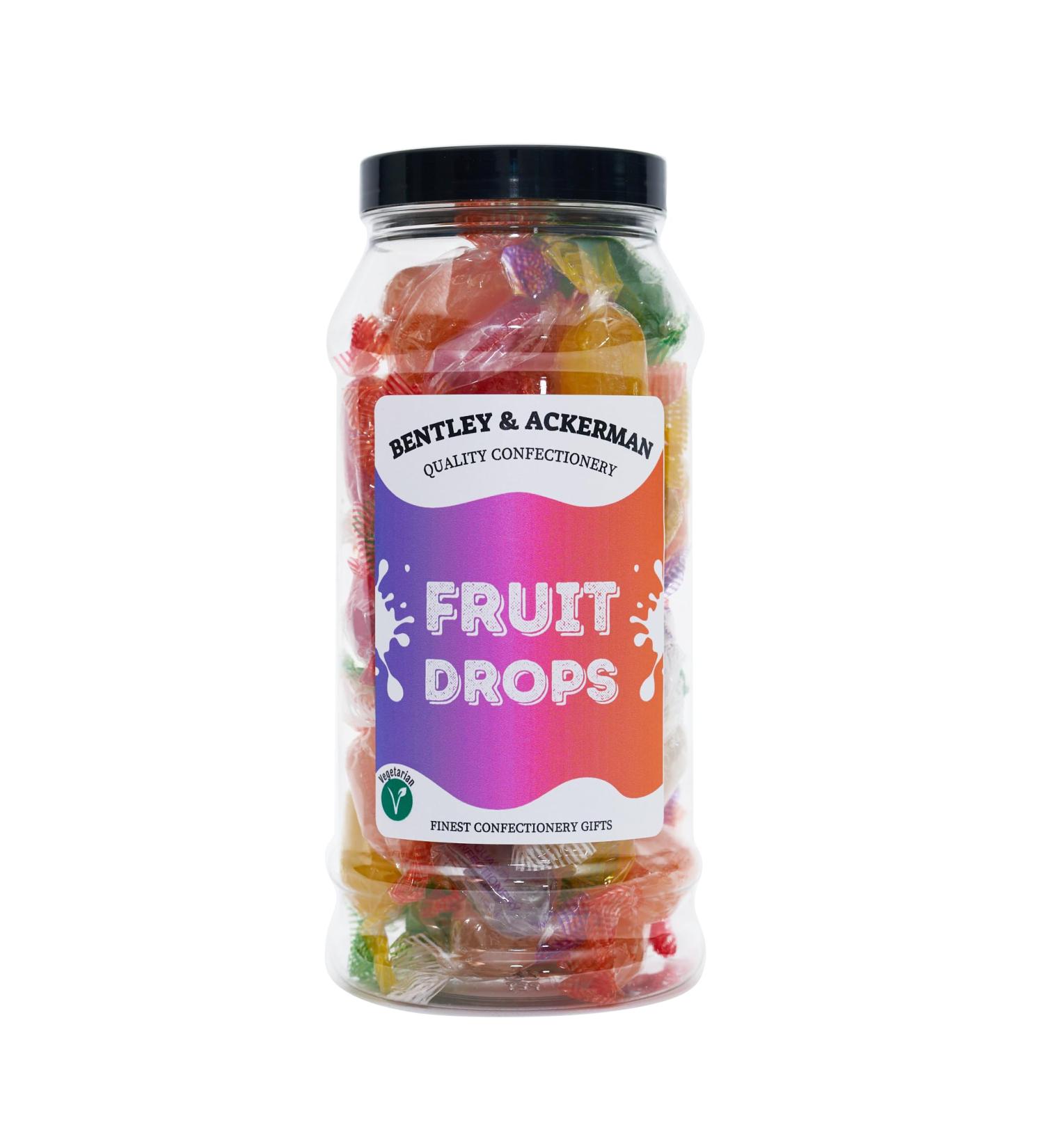 Fruit Drops (440g) Original Retro Boiled Sweets in a Gift Jar By Bentley & Ackerman Sweet shop. Quality Confectionery. - Buy Online on GoSupps.com