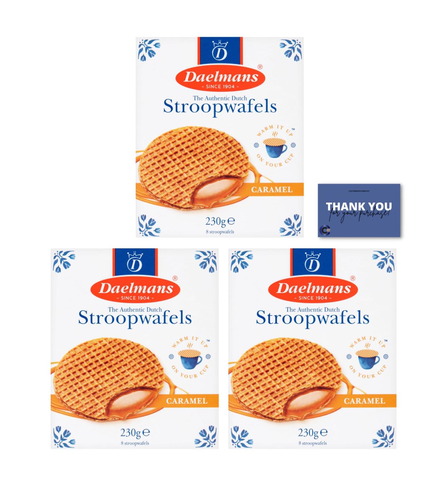 Daelmans Caramel Stroopwafels 8 Pack - Dutch Delight: Irresistibly Sweet and Gooey Waffle Treats (230g x 3) - Buy Online on GoSupps.com