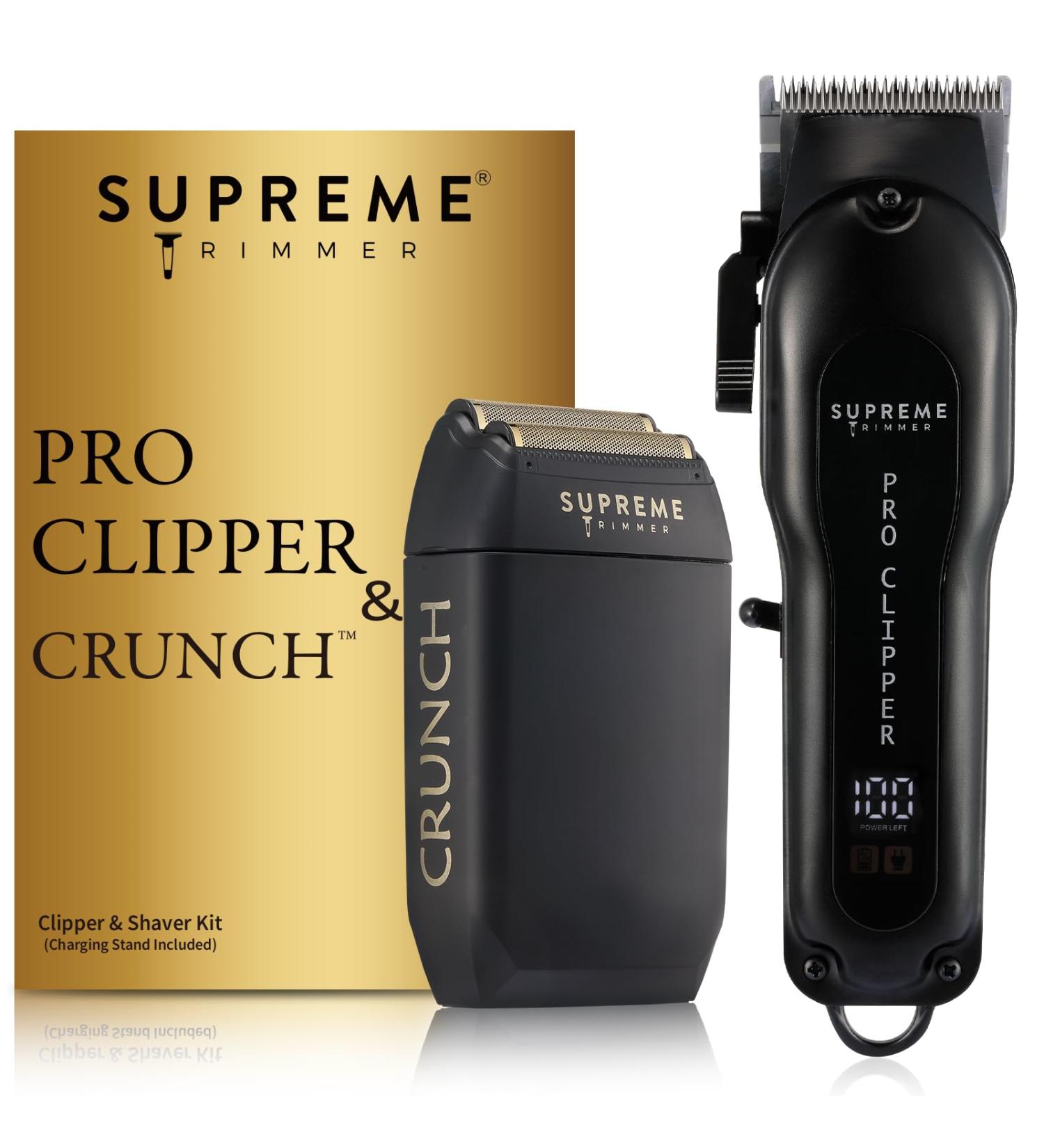 Supreme 2-in-1 Pro Clipper & CRUNCH Foil Shaver Kit - Waterproof Cordless Barber Haircutting Tool | Professional Black STF602 & STC5030 - Buy Online on GoSupps.com