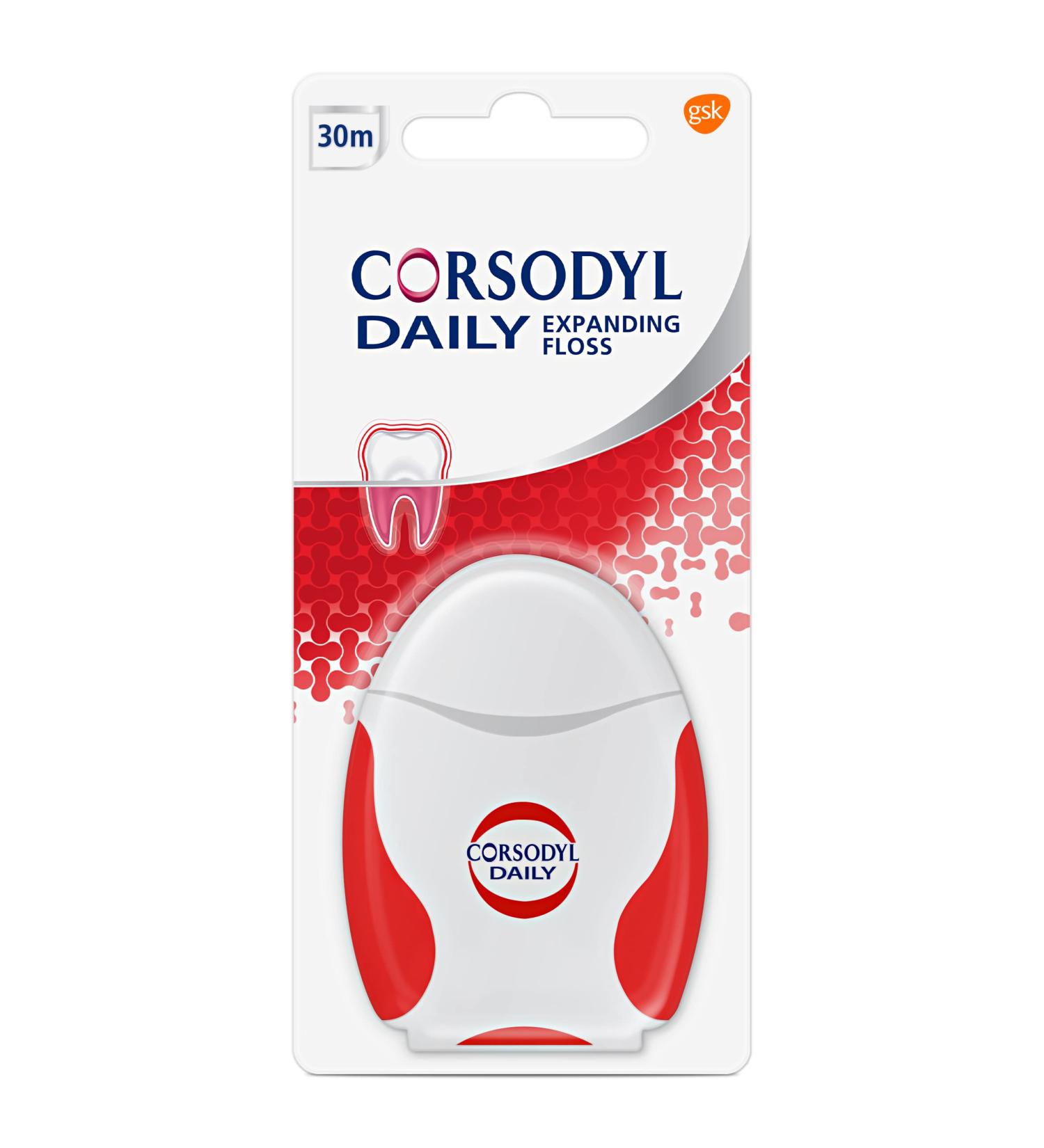 Corsodyl Daily Expanding Floss Gentle On Gums 30 m 1 Count (Pack of 1)