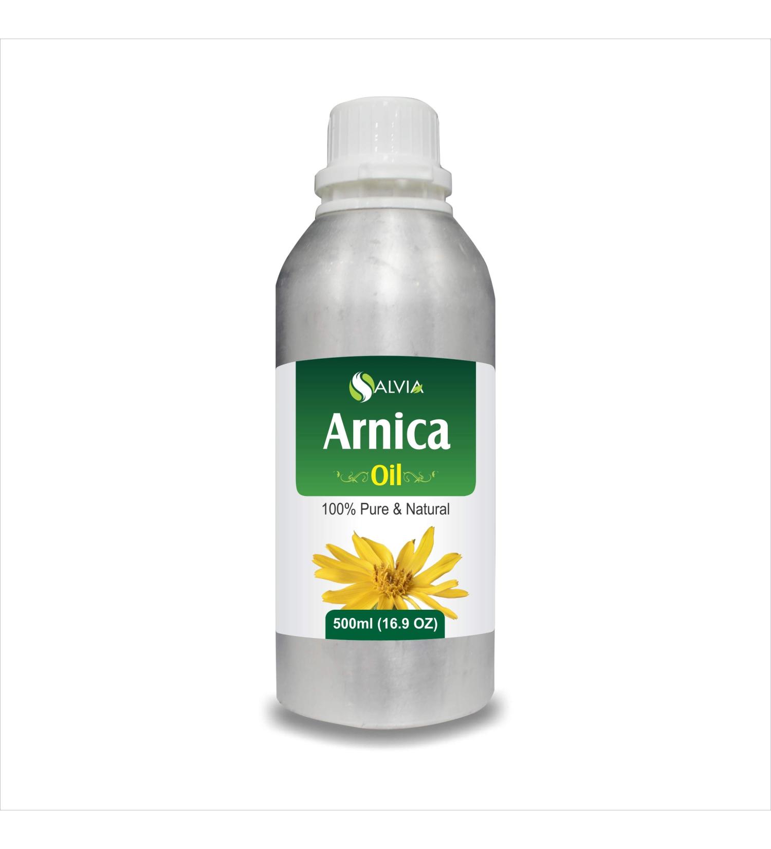 Buy 100% Natural Arnica Essential Oil (500 ML) - Pure Cold Pressed Therapeutic Aromatherapy Oil by Salvia - Uncut & Undiluted for Pain Relief - Buy Online on GoSupps.com