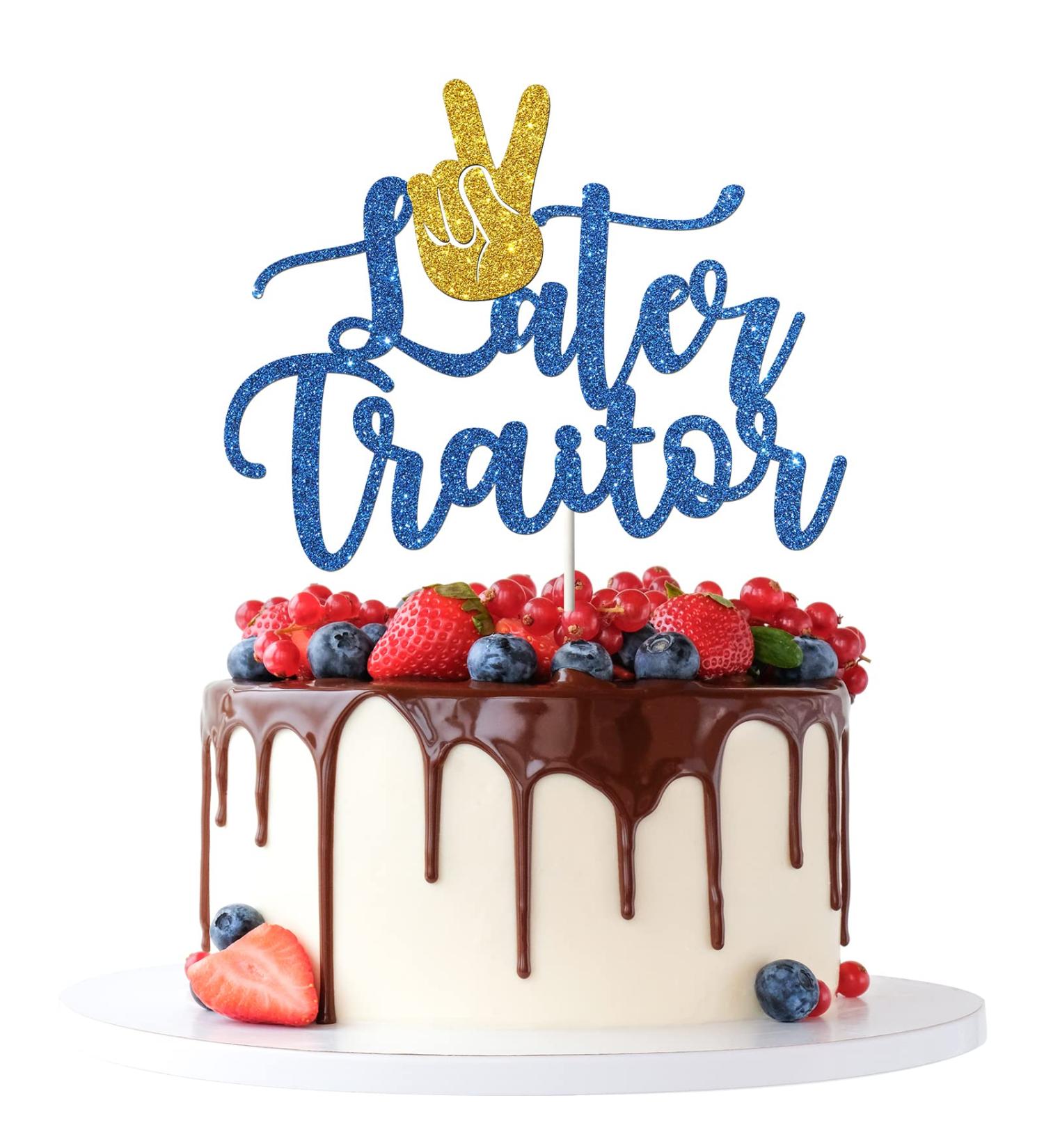 Tenhaisi Blue Glitter Later Traitor Cake Topper Job Chang Party Decor Farewell Retirement Party Last Day Office Party Decoration Supplies - Buy Online on GoSupps.com