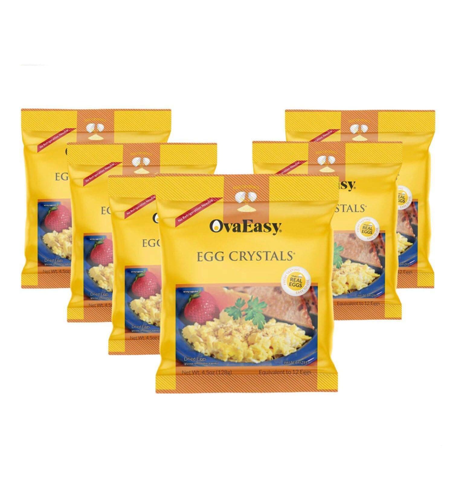 OvaEasy Dehydrated Egg Crystals 4.5oz (128g) Bag - All-Natural Powdered Eggs for Camping & Backpacking (6-pack) - Buy Online on GoSupps.com