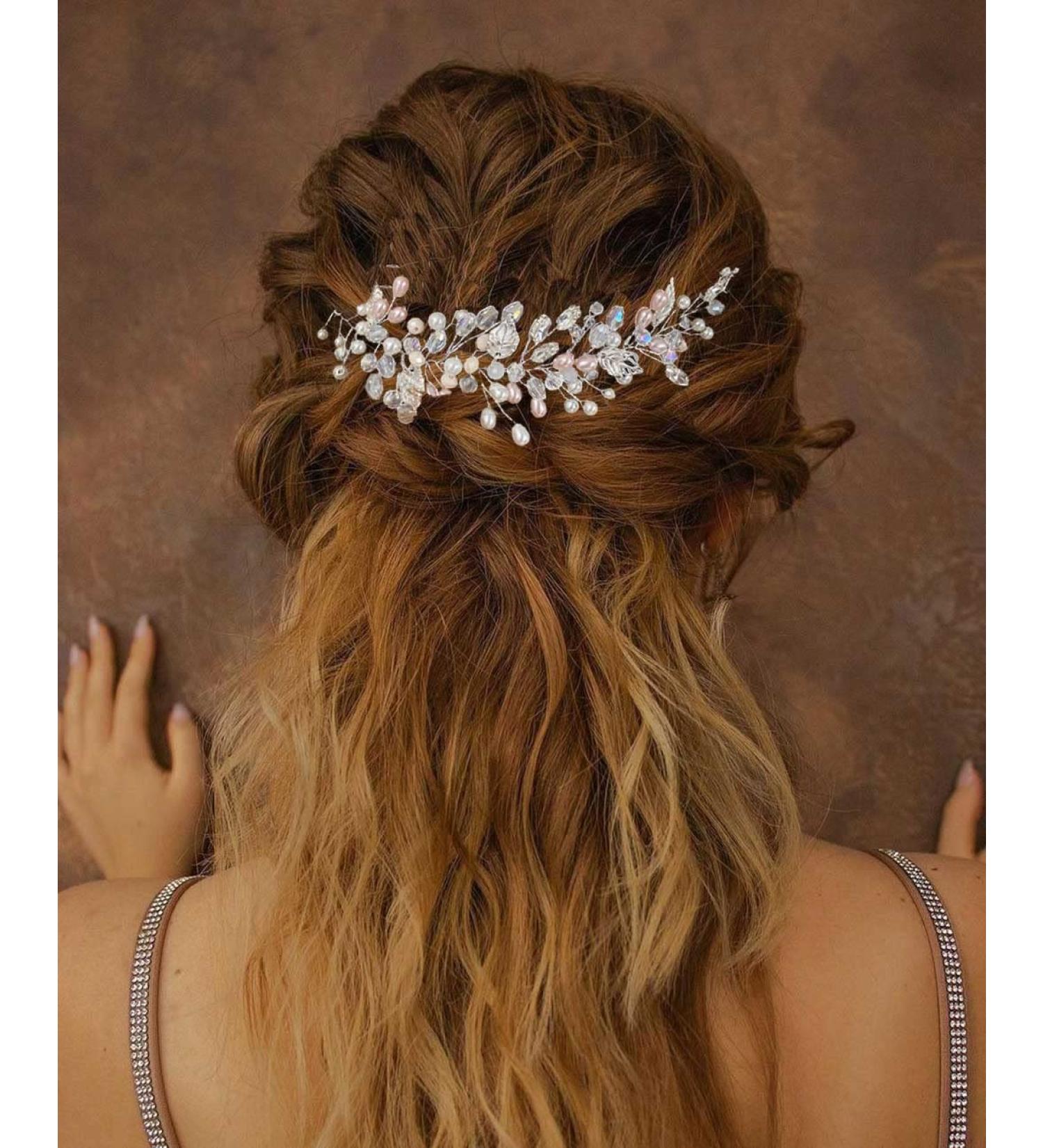 Unicra Bride Wedding Hair Vine Rhinestone Hair Accessories Silver Leaf Bridal Headband Headpiece for Women and Girls - Buy Online on GoSupps.com