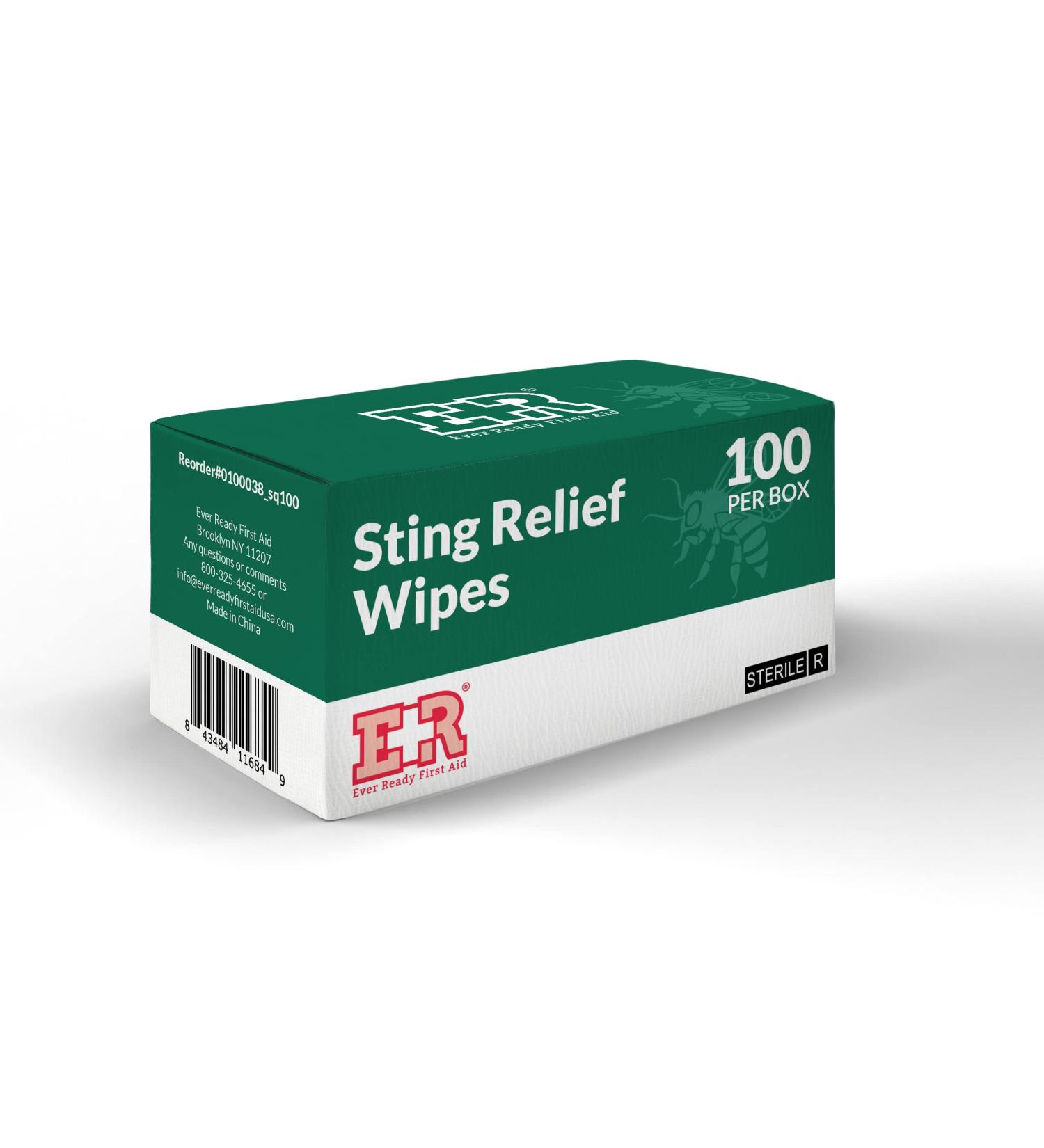 Sting Relief Wipes 100 Count by Ever Ready First Aid - Fast Relief for Pain and Itching - Buy Online on GoSupps.com