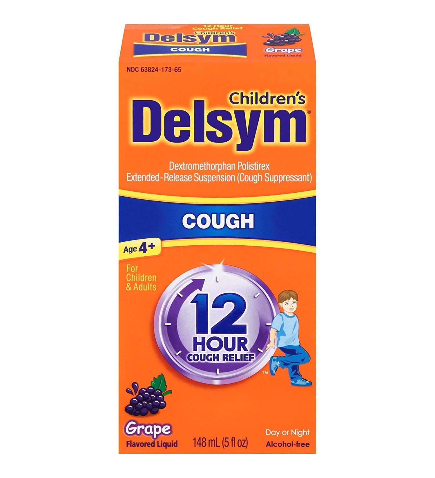 Delsym Children's Cough Suppressant Liquid Grape Flavor 5 Ounce (Pack of 12)