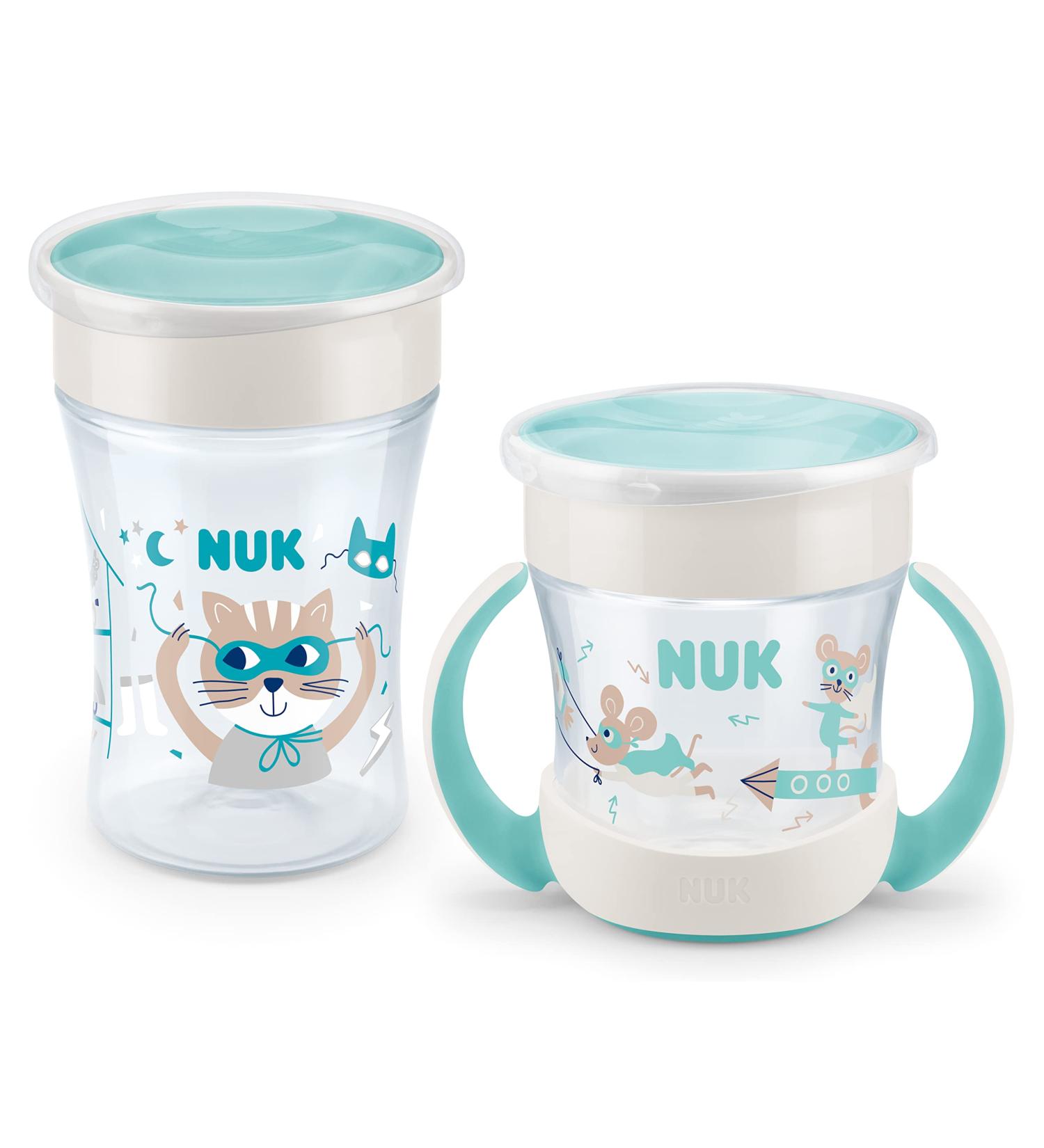 Nuk Magic Cup & Mini Magic Cup Duo-Set | Leak-Proof BPA-Free | 360 Drinking Rim | Ideal for 6-8 Months | 160ml & 230ml | Mint Mouse (Turquoise) | International Shipping Available - Buy Online on GoSupps.com