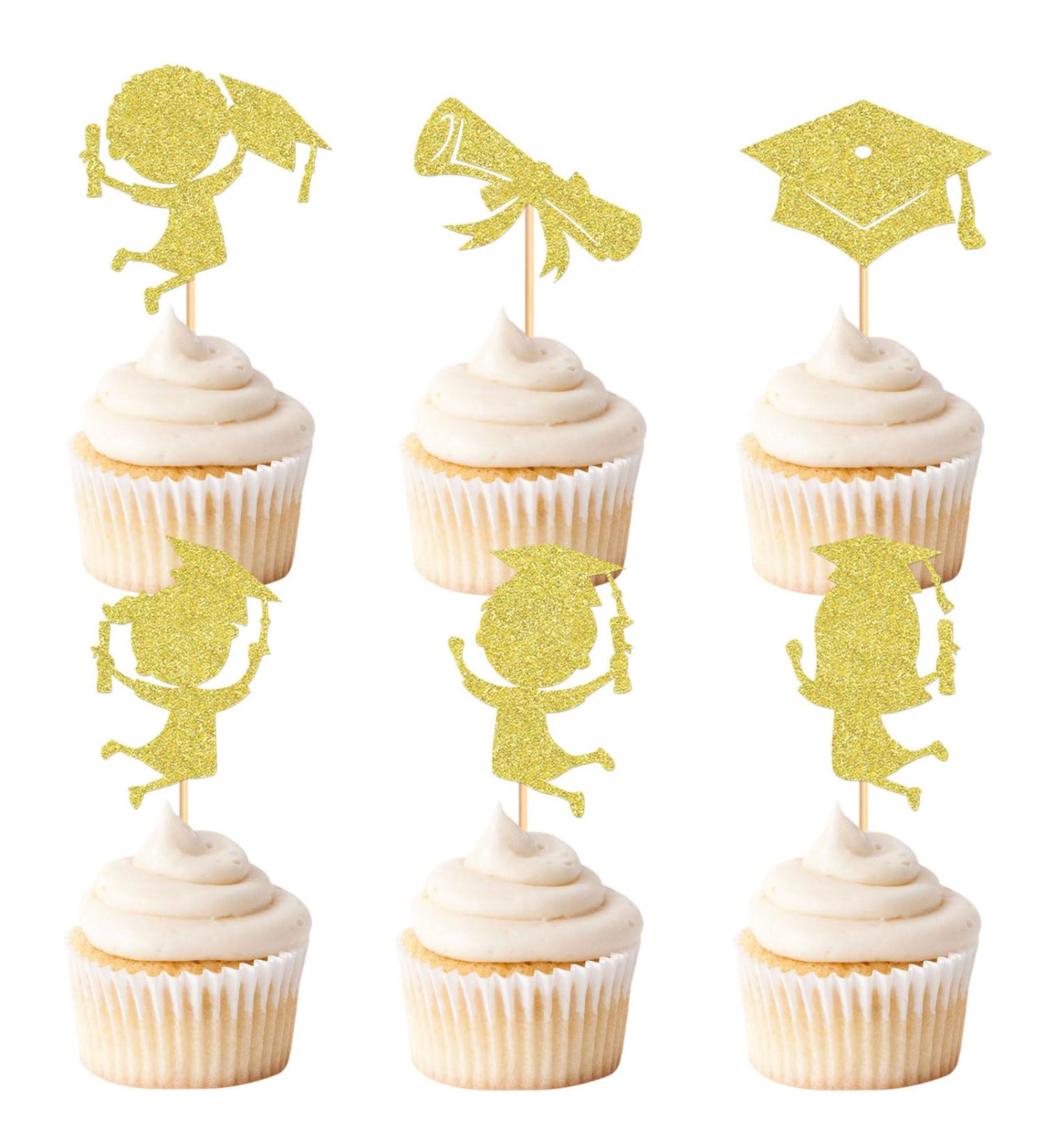Keaziu 24 Pack 2024 Graduation Cupcake Toppers Graduated Boys and Girls 2024 Congrate Grad Cupcake Picks for 2024 Graduation Theme Birthday Party Supplies Baby Gold - Buy Online on GoSupps.com