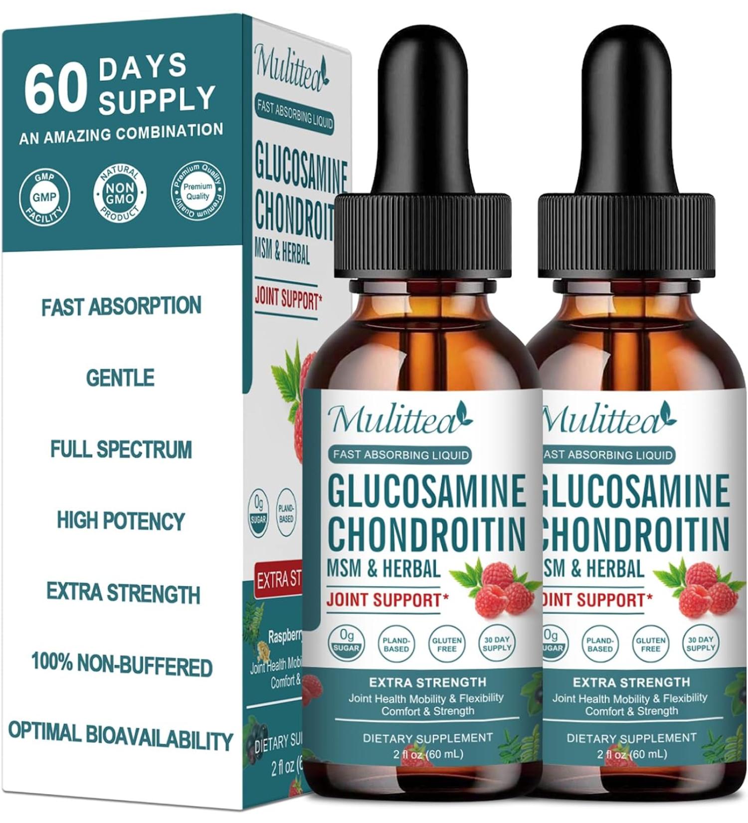 (2 Pack) Glucosamine Chondroitin MSM Liquid Drops - Extra Strength Joint Support Supplement with Elderberry  Boswelia  Bromelain  Hyaluronic Acid - Antioxidant Immune Support for Adults  Men & Women - Buy Online on GoSupps.com