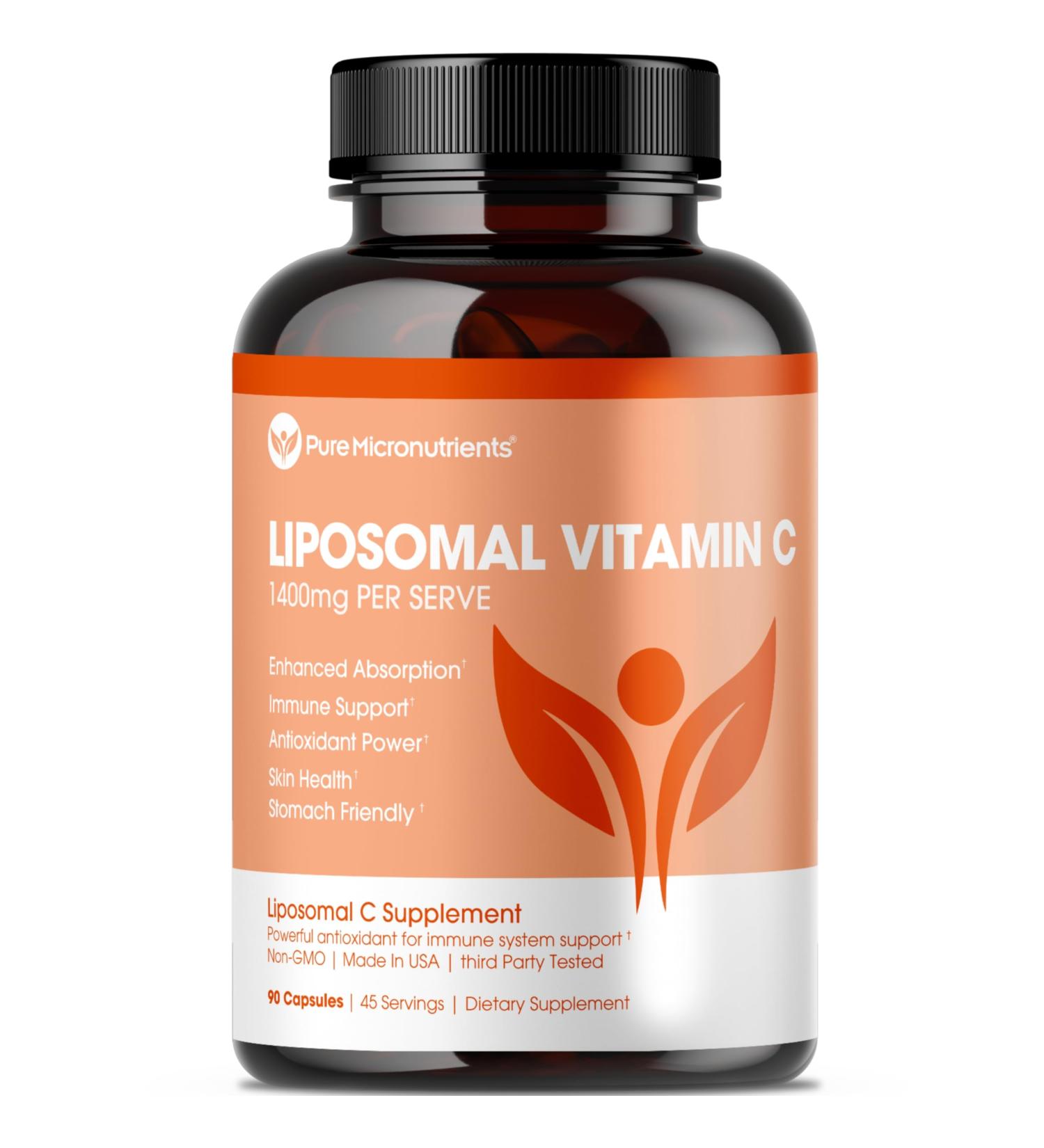 Pure Micronutrients Pure Liposomal Vitamin C - 1400mg Per Serve Supplement - 90 Capsules - High Absorption VIT C Ascorbic Acid Pills - Buy Online on GoSupps.com