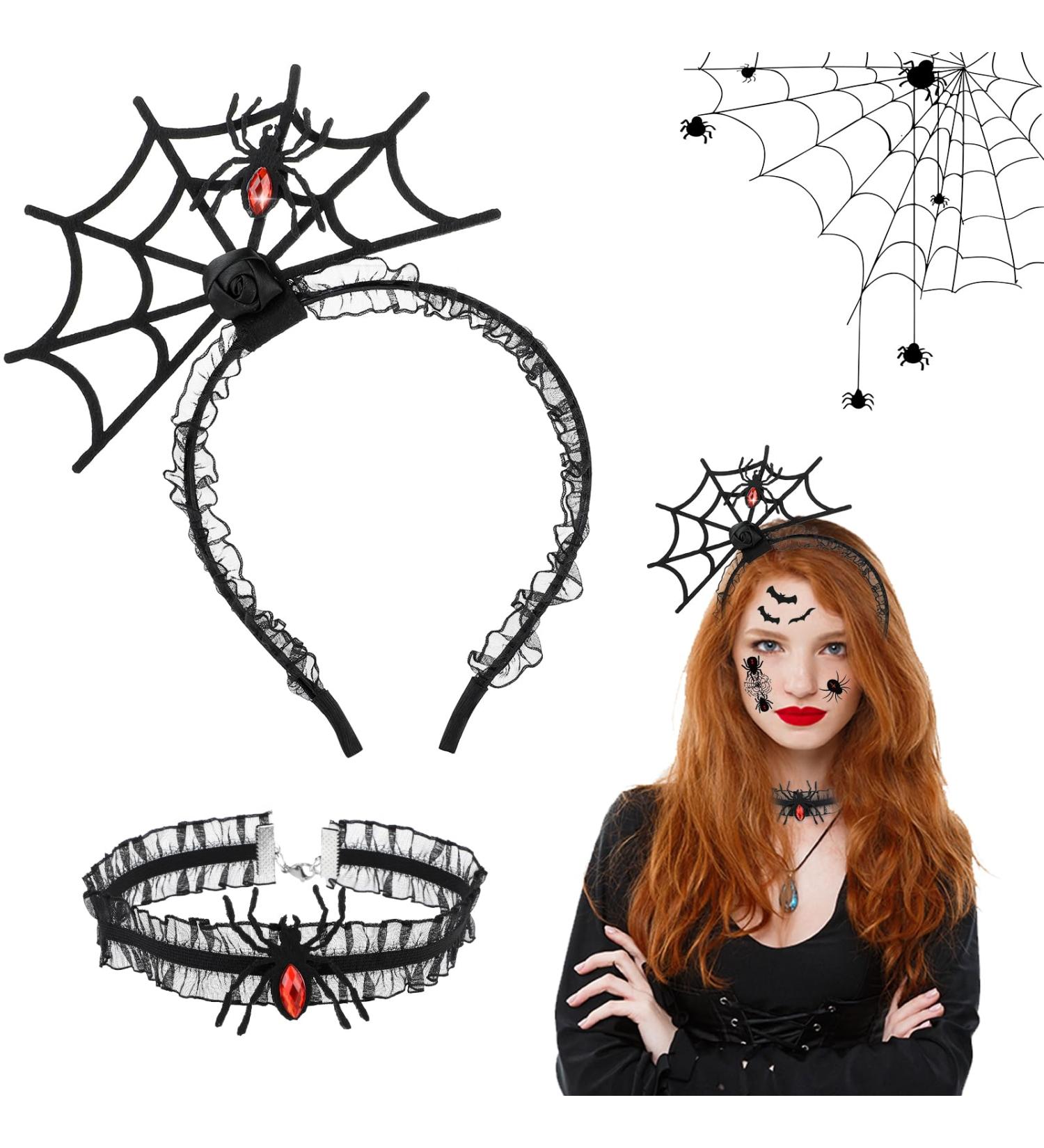 Ouligay Halloween Spider Headband Spider Hair Hoop Spider Web Headband with Spider Necklace Halloween Costume Hair Accessories for Women Girls Halloween Costume Party Dress up - Buy Online on GoSupps.com