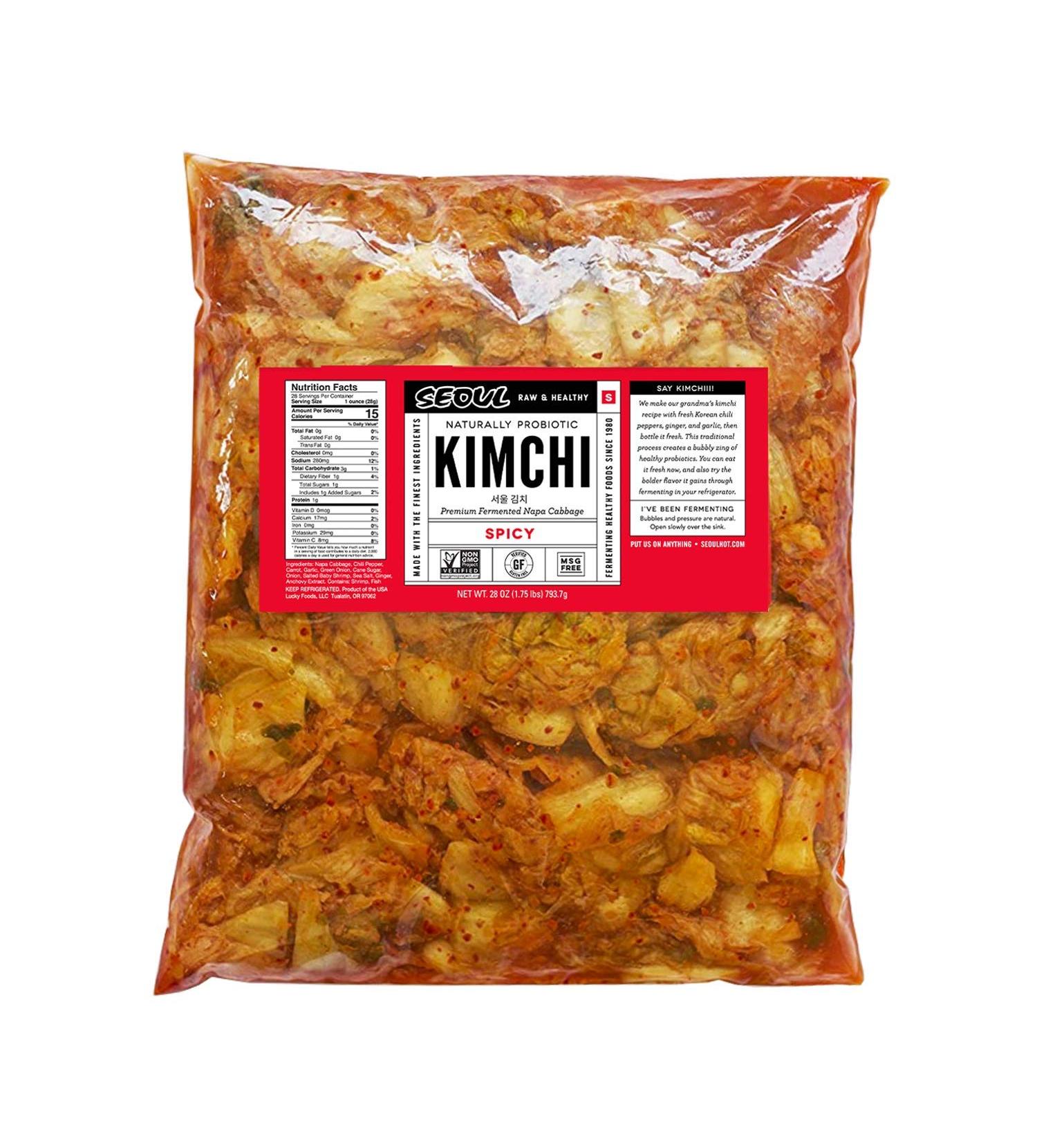 Buy Lucky Foods Seoul Kimchi - Authentic Spicy Original 28 oz (Keto, Gluten Free, Non-GMO) - Buy Online on GoSupps.com