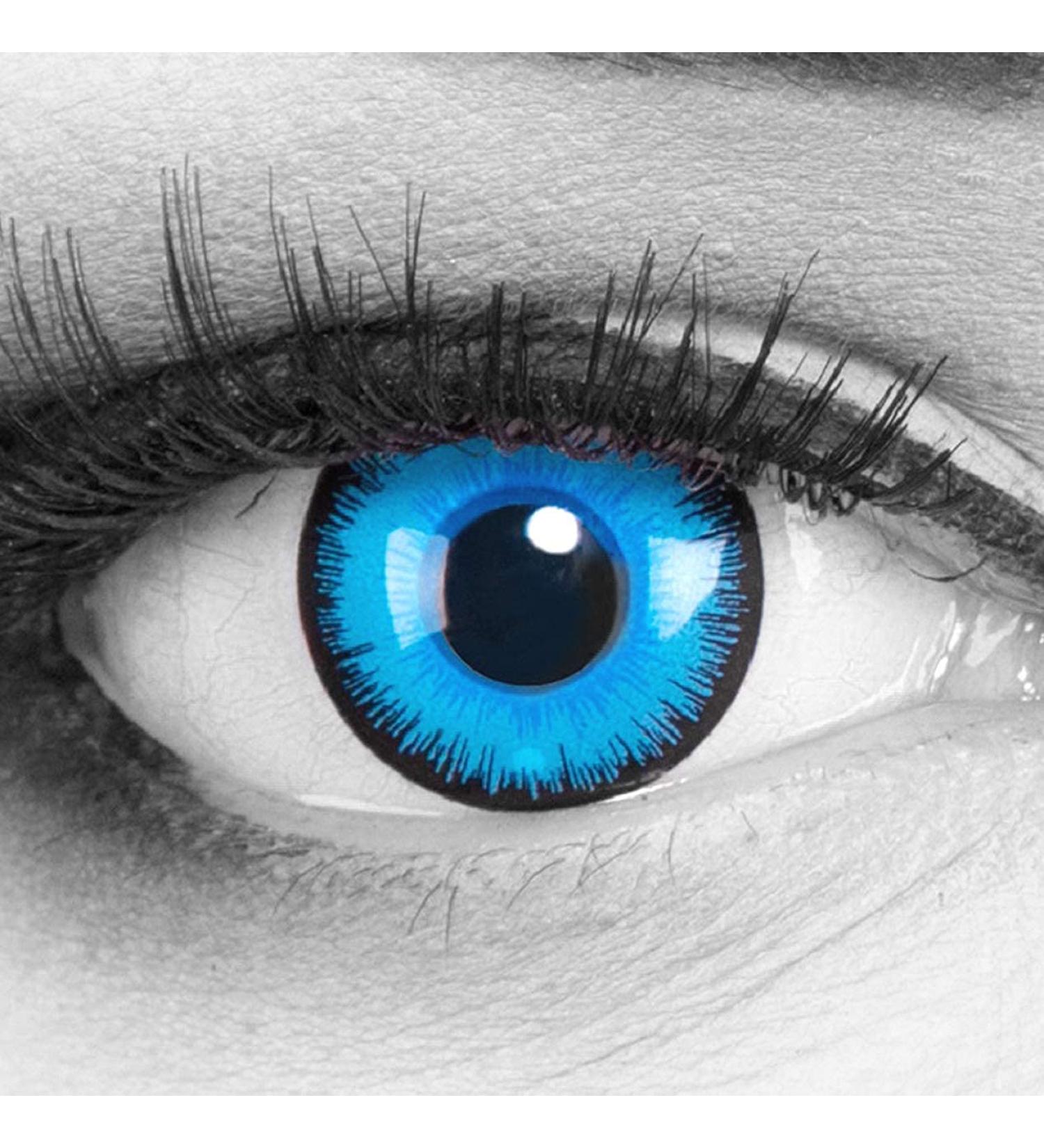 Buy Meralens Colored Contact Lenses - Blue Cosplay & Manga - 1 Pair with Free Container - Perfect for Halloween & Costumes - -1.00 Diopters - Buy Online on GoSupps.com