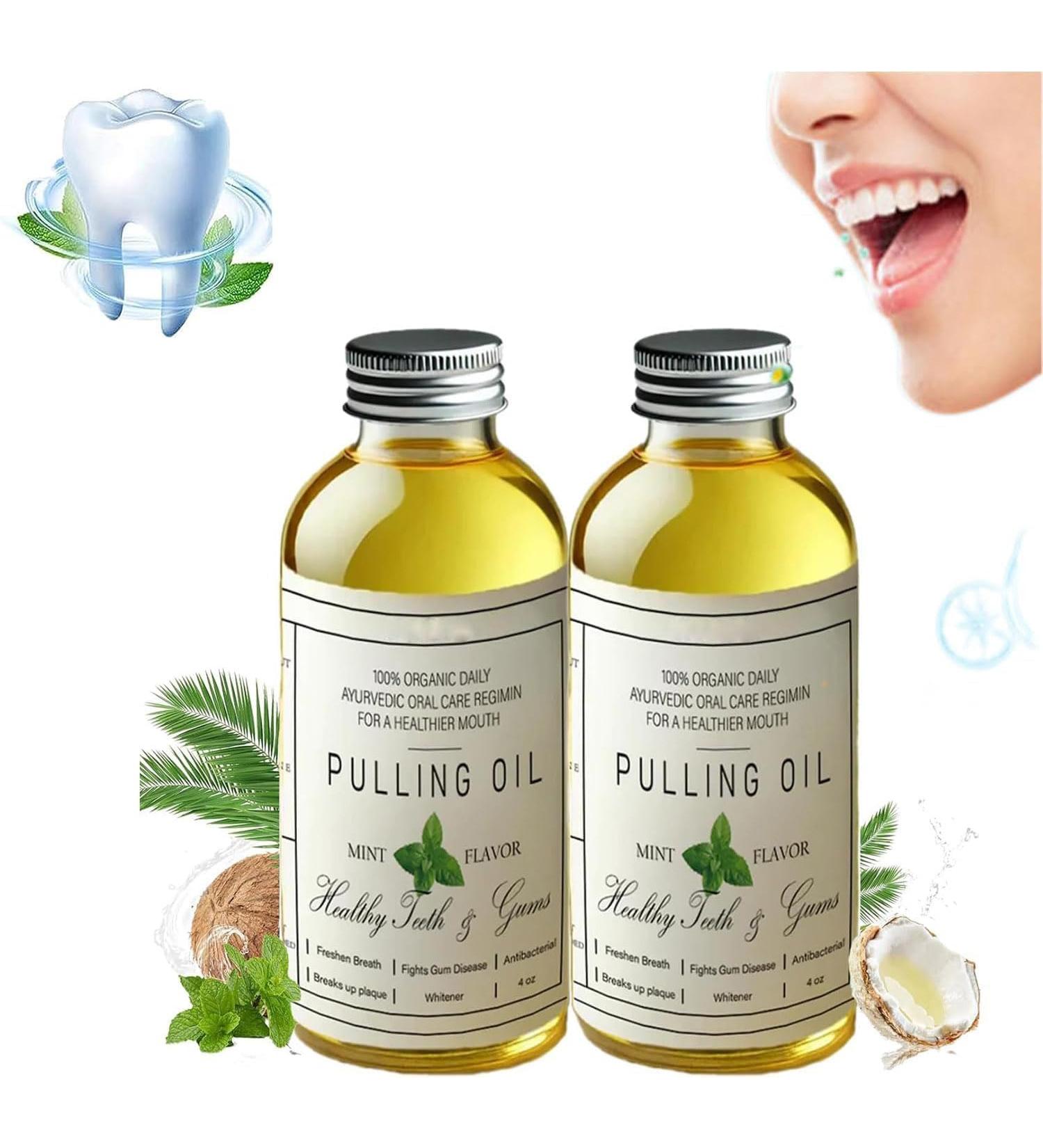 Pure Organic Coconut Oil Pulling 4 oz Mint Flavor Coconut Oil Mouthwash (2pcs) - Buy Online on GoSupps.com