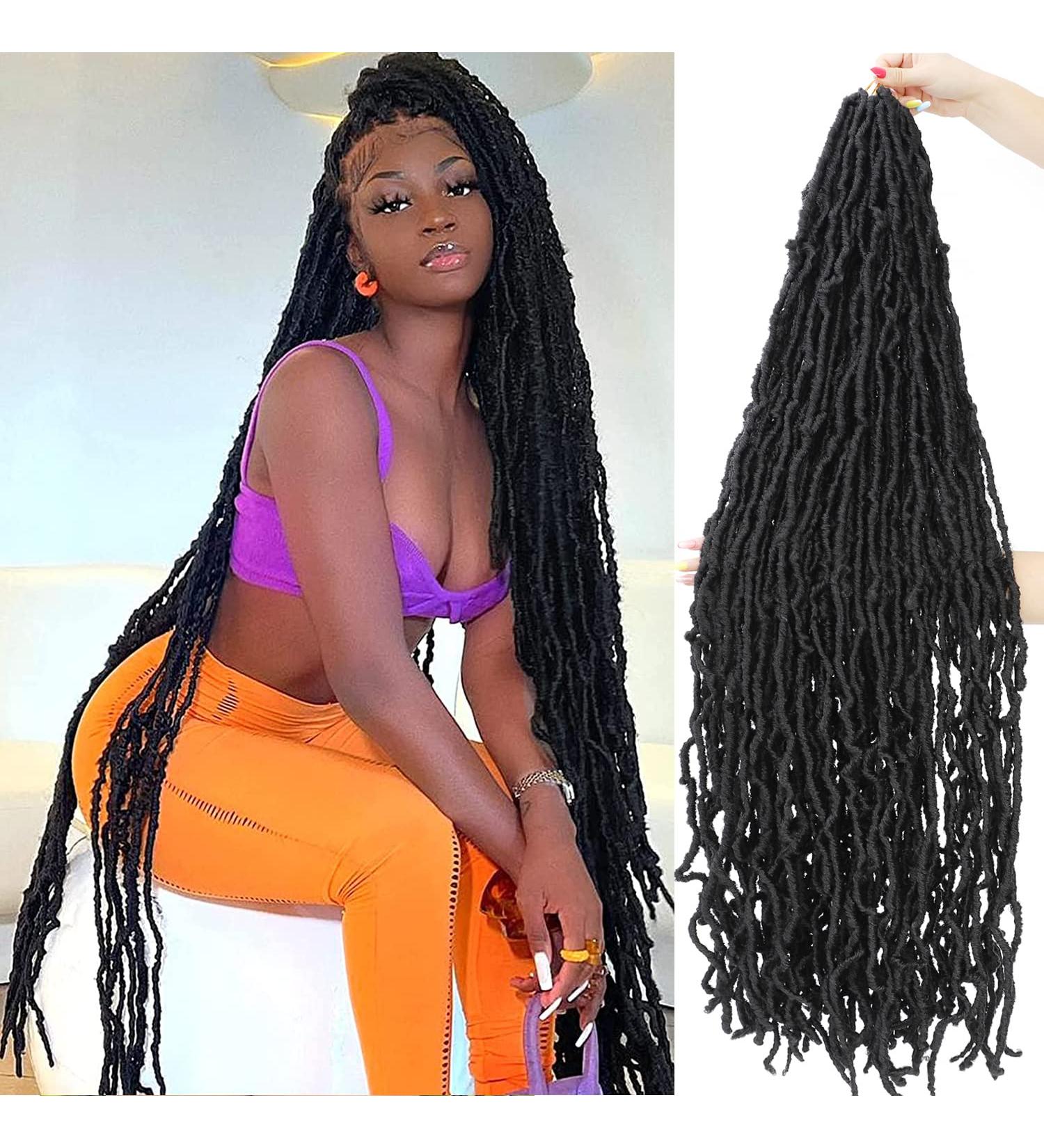 40 Inch Natural Color Faux Locs Crochet Hair 6 Packs - Super Long Goddess Locs Pre-Looped Synthetic Braiding Hair - Pre-Extended Crochet Locs - Buy Online on GoSupps.com