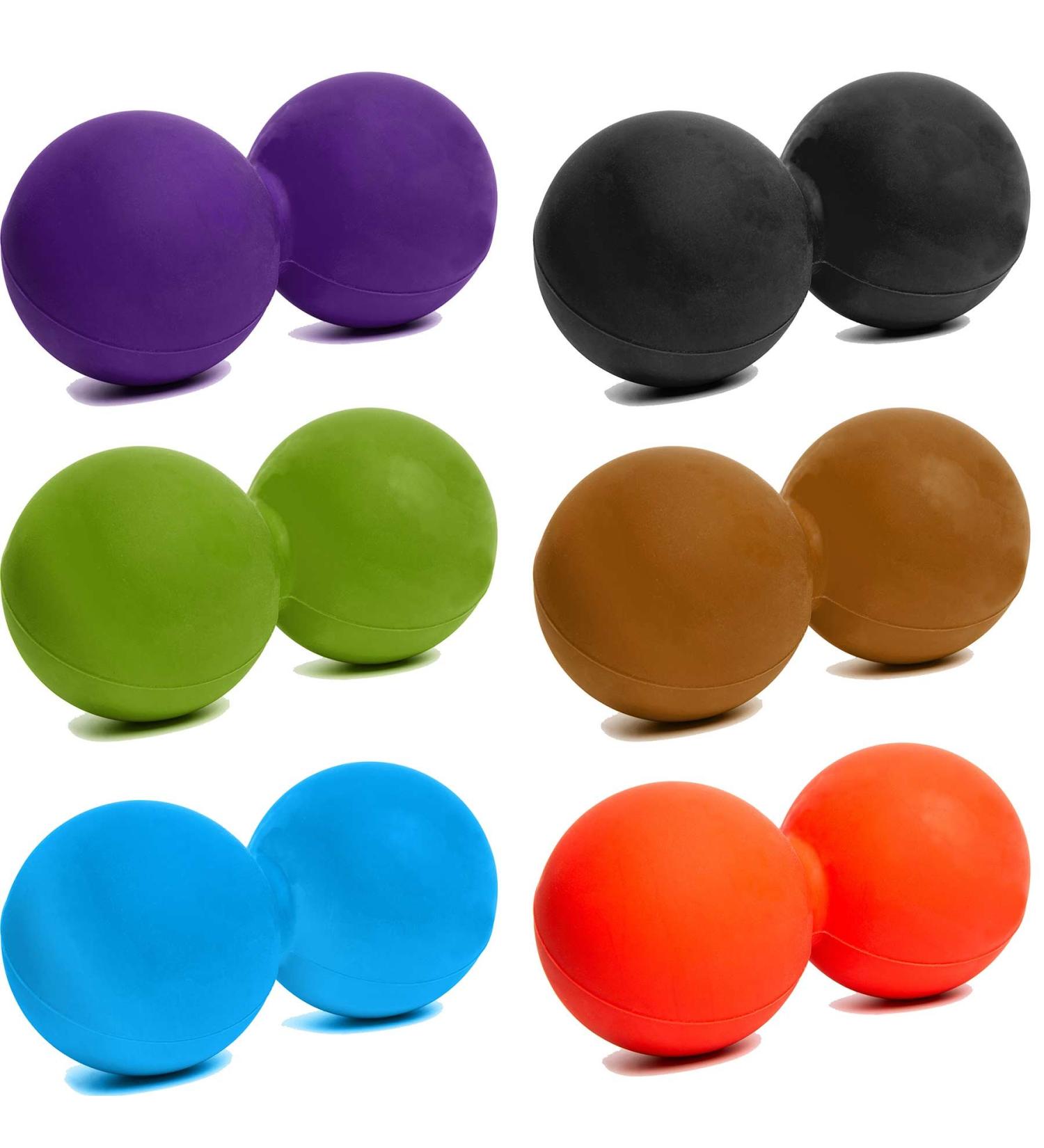 Double Fascia Ball | 8cm Silicone Massage Ball for Self-Massage Fascia Training & Muscle Relaxation | Peanut Ball Globo - Purple Green | International Shipping Available - Buy Online on GoSupps.com