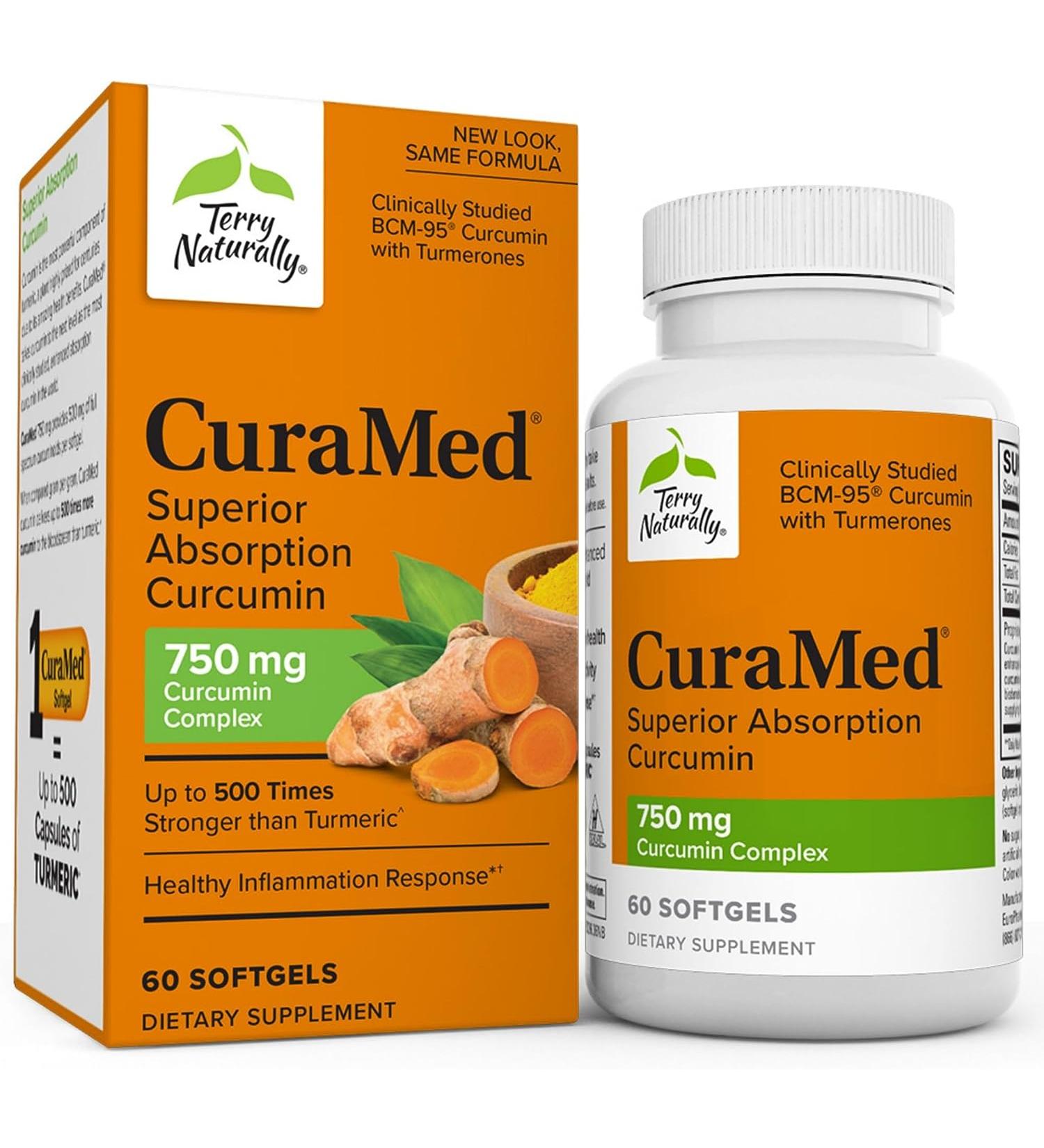 Terry Naturally CuraMed 750mg Softgels - BCM-95 Curcumin - Promotes Healthy Inflammation - Non-GMO - Gluten-Free - Halal - Buy Online on GoSupps.com